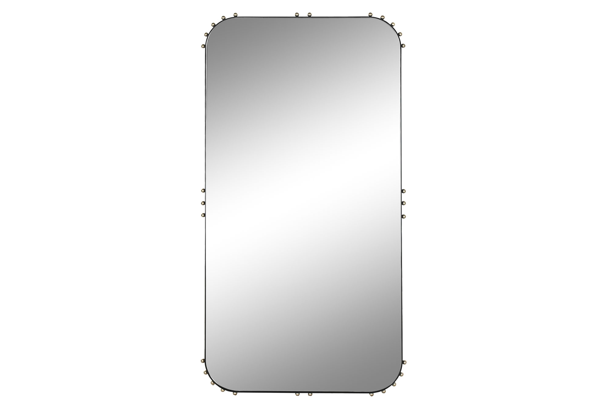 ESPEJO HIERRO CRISTAL 63X3X123 4MM BOLITAS NEGRO