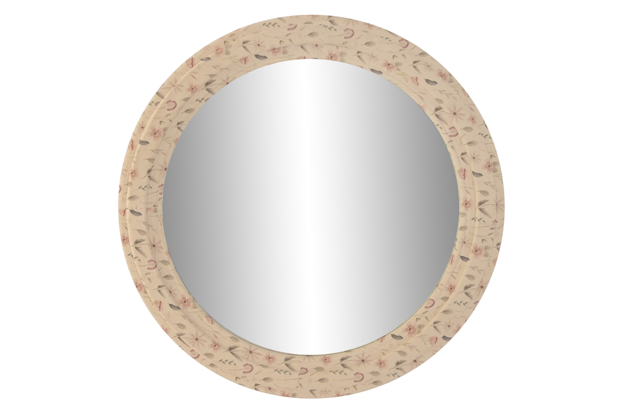 ESPEJO LINO MDF 80X3,3X80 FLORES TAPIZADO BEIGE