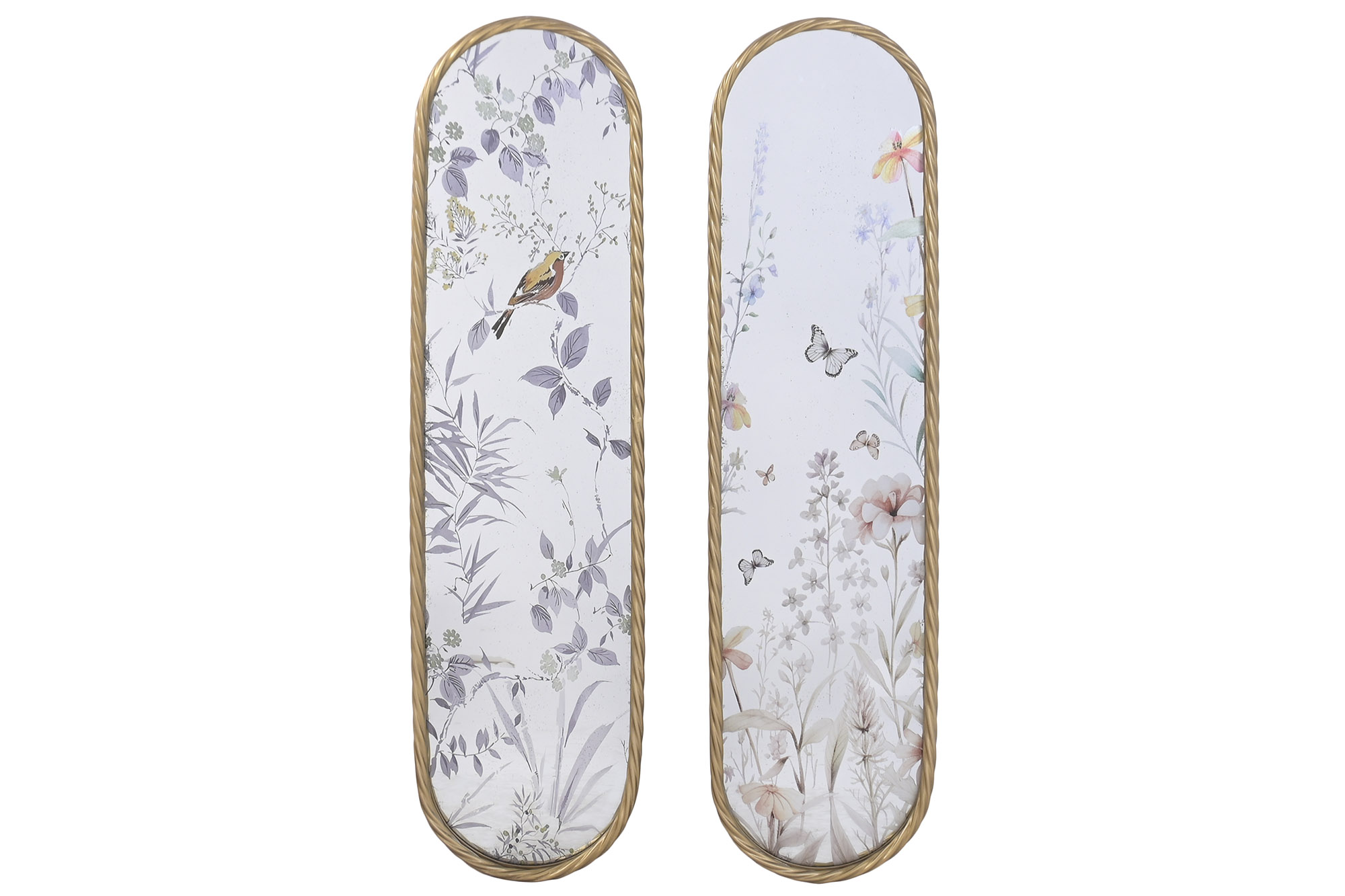 ESPEJO SET 2 METAL CRISTAL 21X2,5X80 PAJAROS