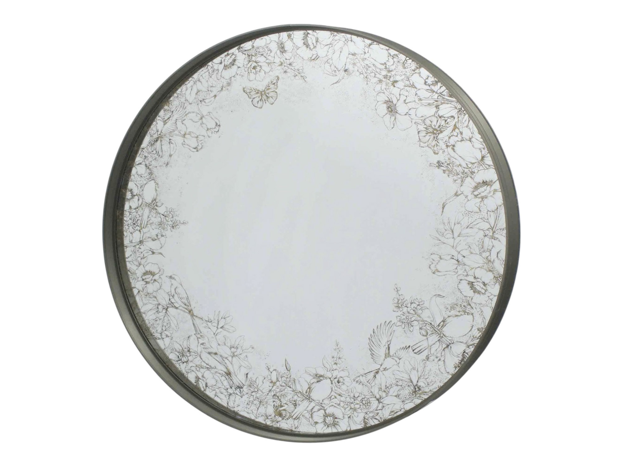 ESPEJO ALUMINIO CRISTAL 60X4X60 FLORES ORO VIEJO