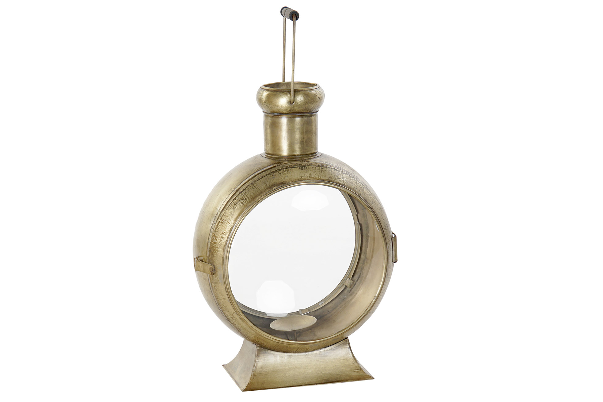 FAROLA METAL CRISTAL 37X20X56 DORADO