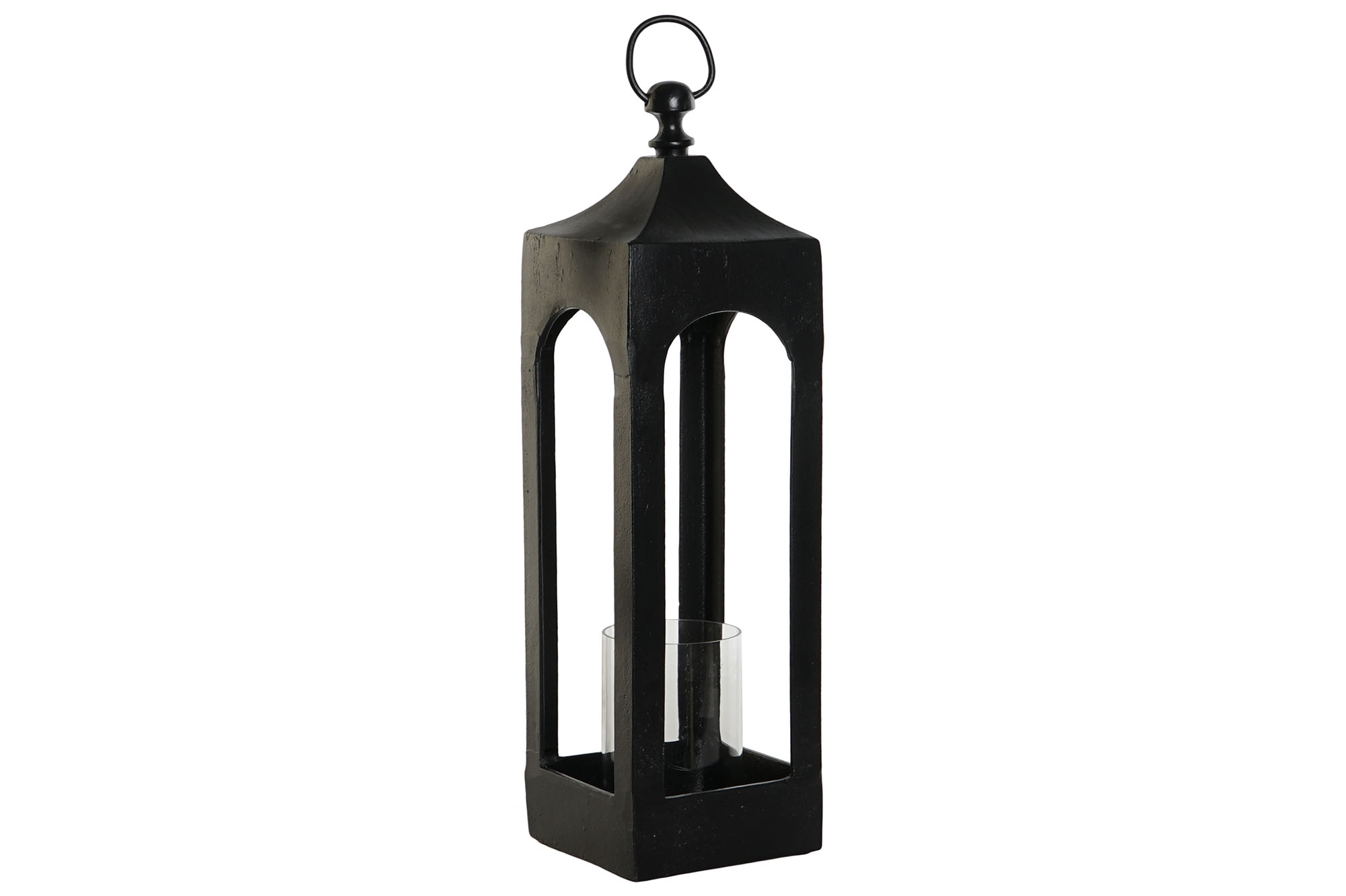 FAROLA ALUMINIO CRISTAL 16X16X55 NEGRO