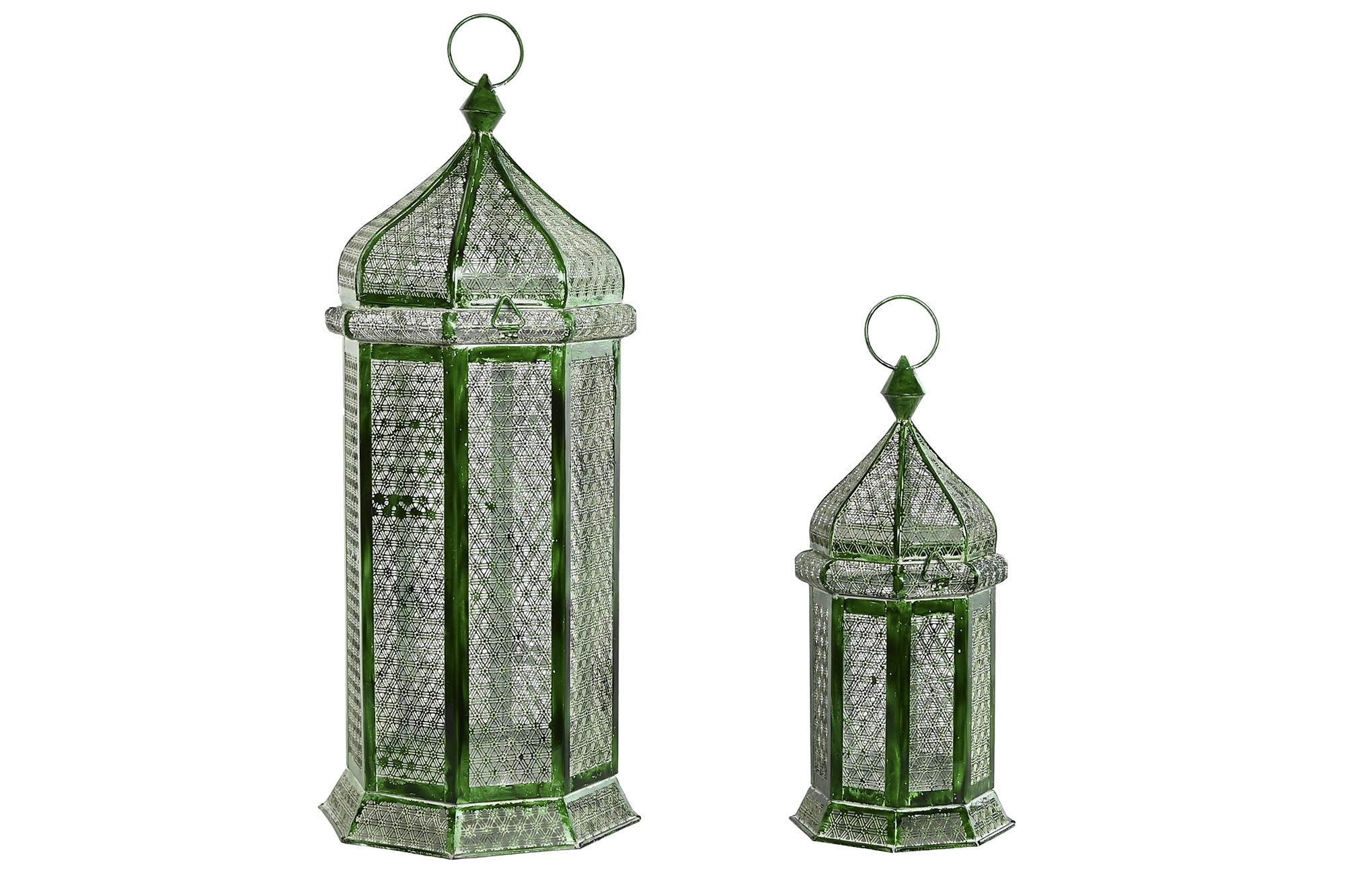 FAROLA SET 2 METAL 23X23X57 VERDE