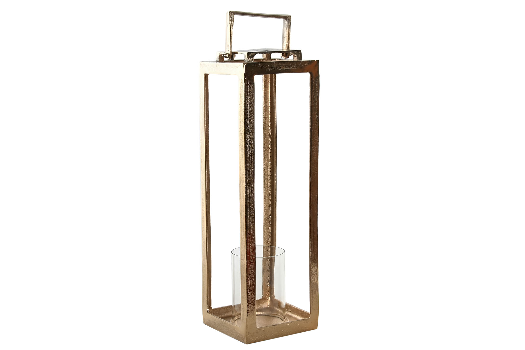FAROLA ALUMINIO CRISTAL 20X20X74 DORADO