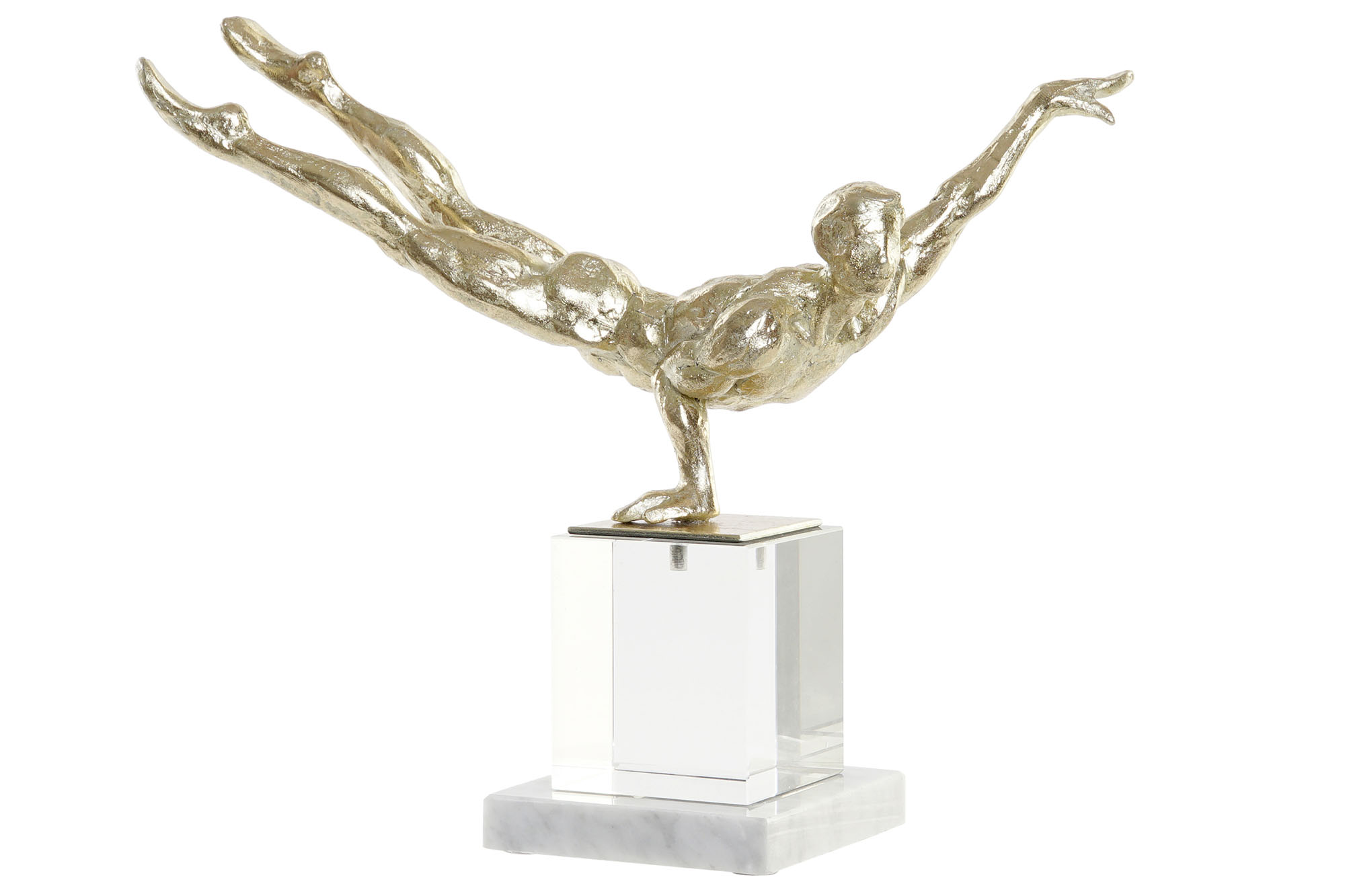 FIGURA RESINA CRISTAL 30X10X27 GIMNASTA DORADO