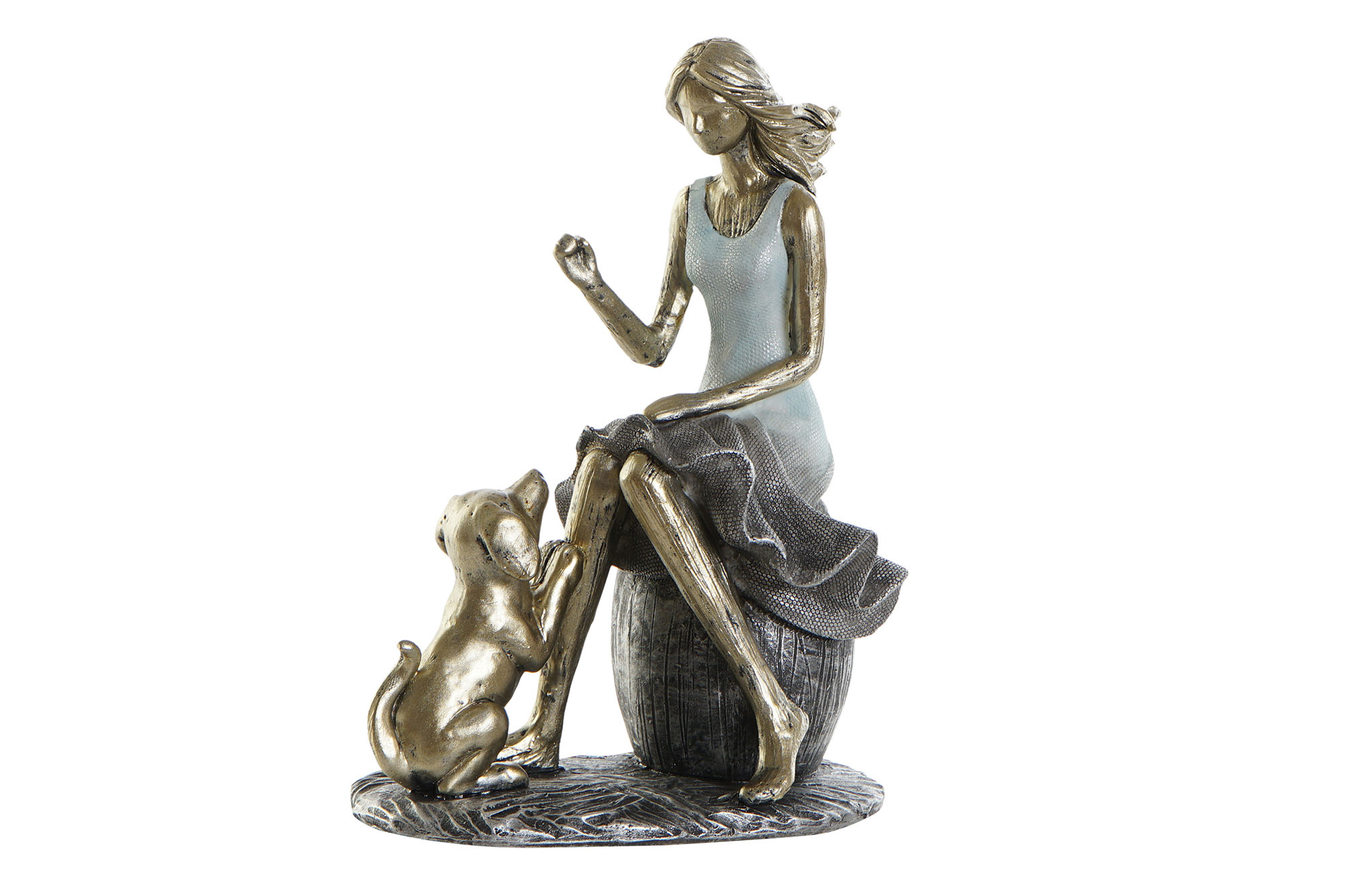 FIGURA RESINA 13X8,5X17,5 CHICA PERRO AZUL