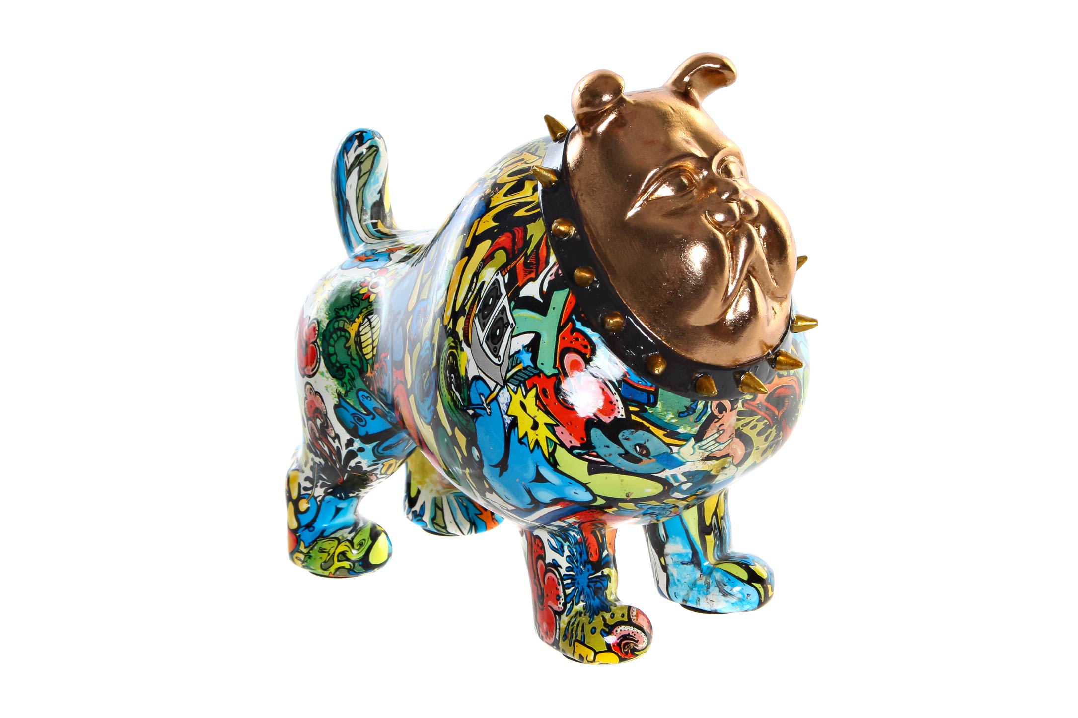 FIGURA RESINA 21X16X20,5 PERRO BULLDOG DORADO