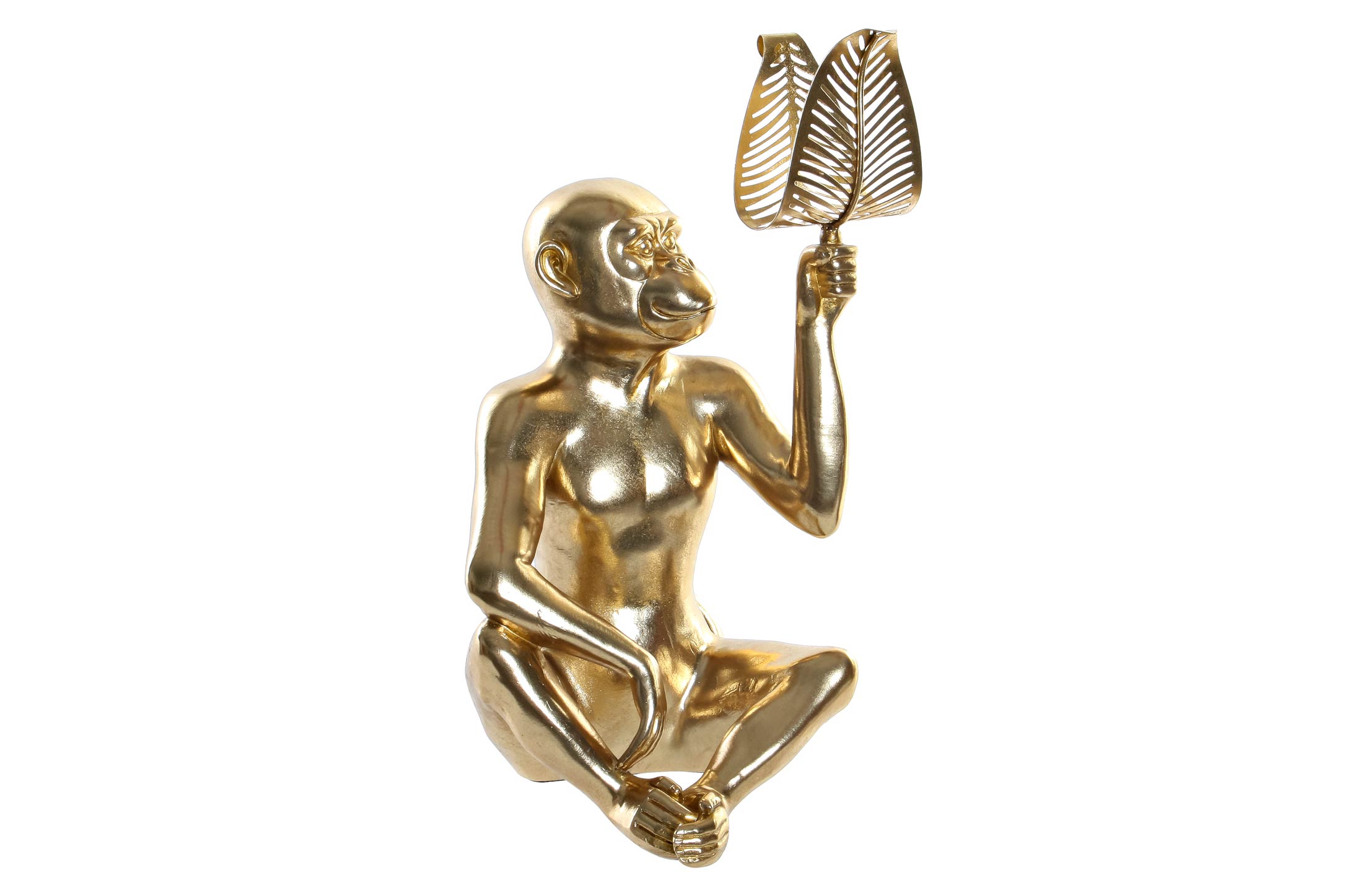 FIGURA RESINA METAL 27X25X43,5 MONO HOJA DORADO