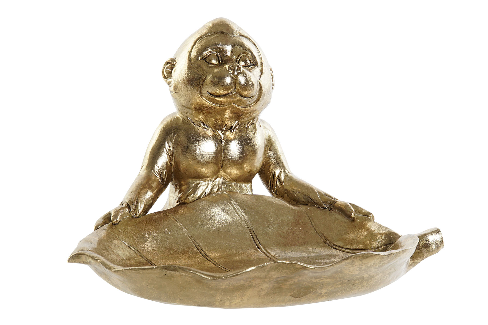 FIGURA RESINA 23X20,4X14,8 MONO HOJA DORADO