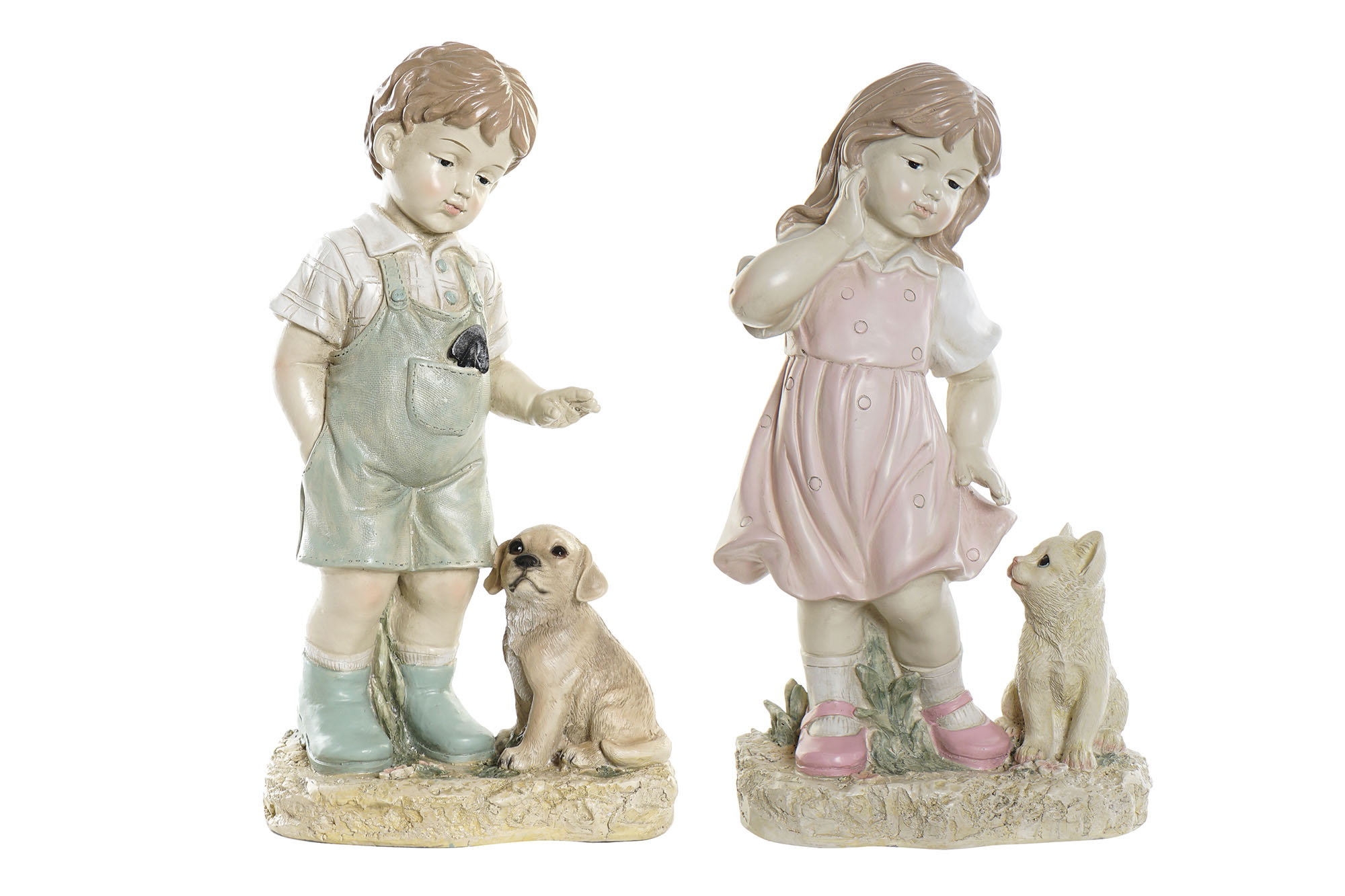 FIGURA RESINA 26,5X16,5X44,5 NIÑO MASCOTA 2 SURT.
