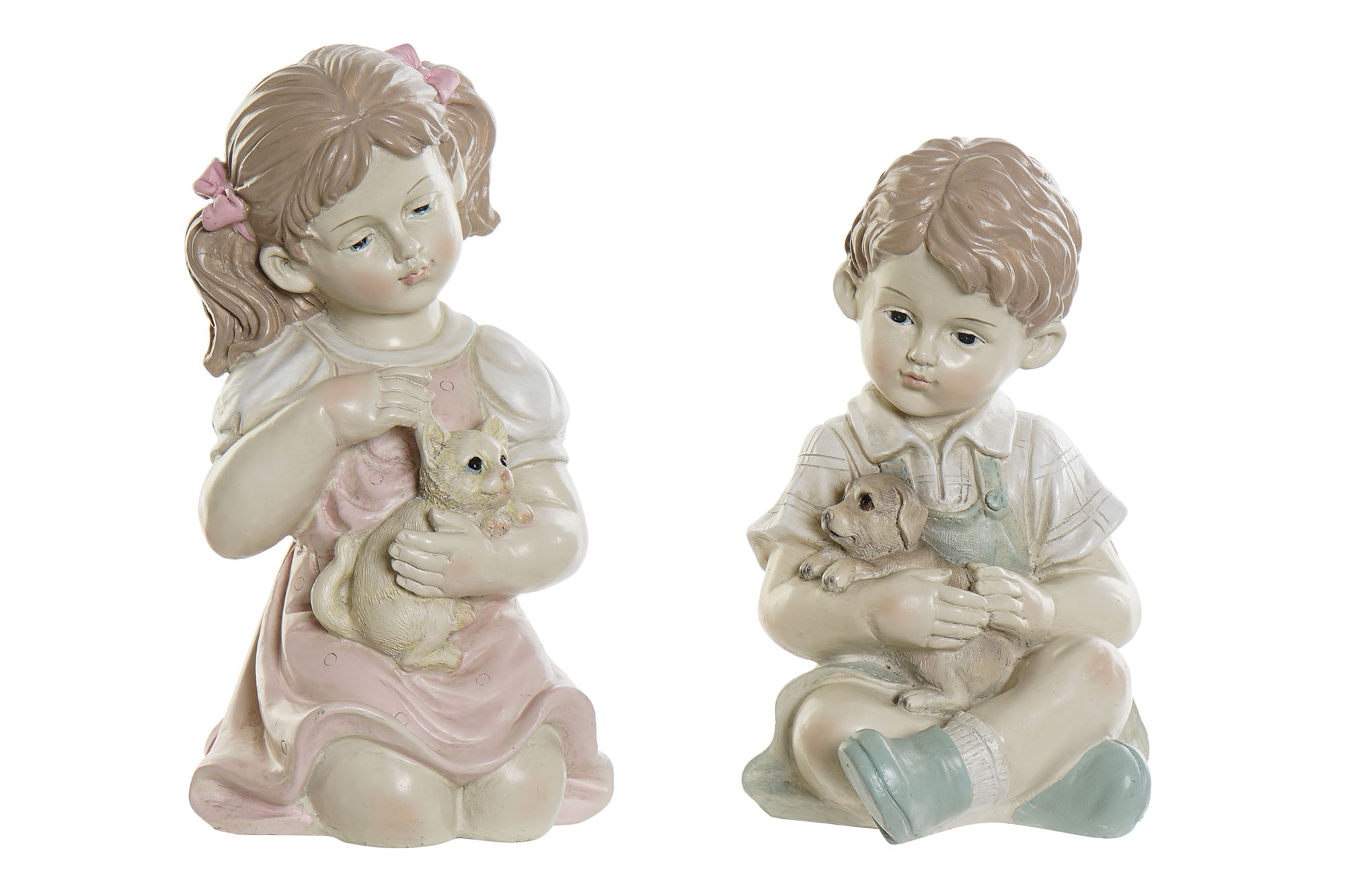 FIGURA RESINA 14,5X16X26 NIÑO MASCOTA 2 SURT.