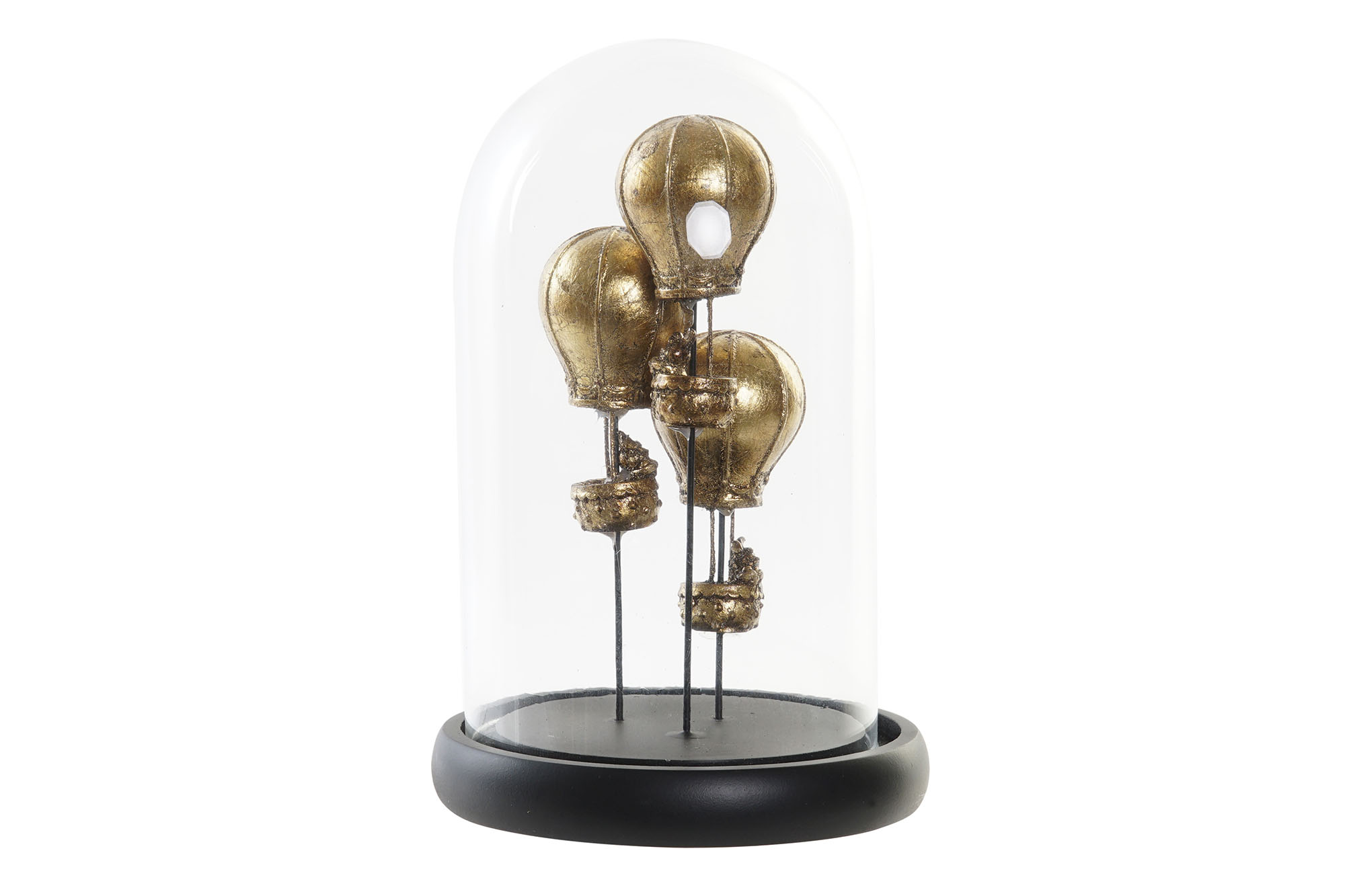 FIGURA RESINA CRISTAL 14X14X22 GLOBOS DORADO