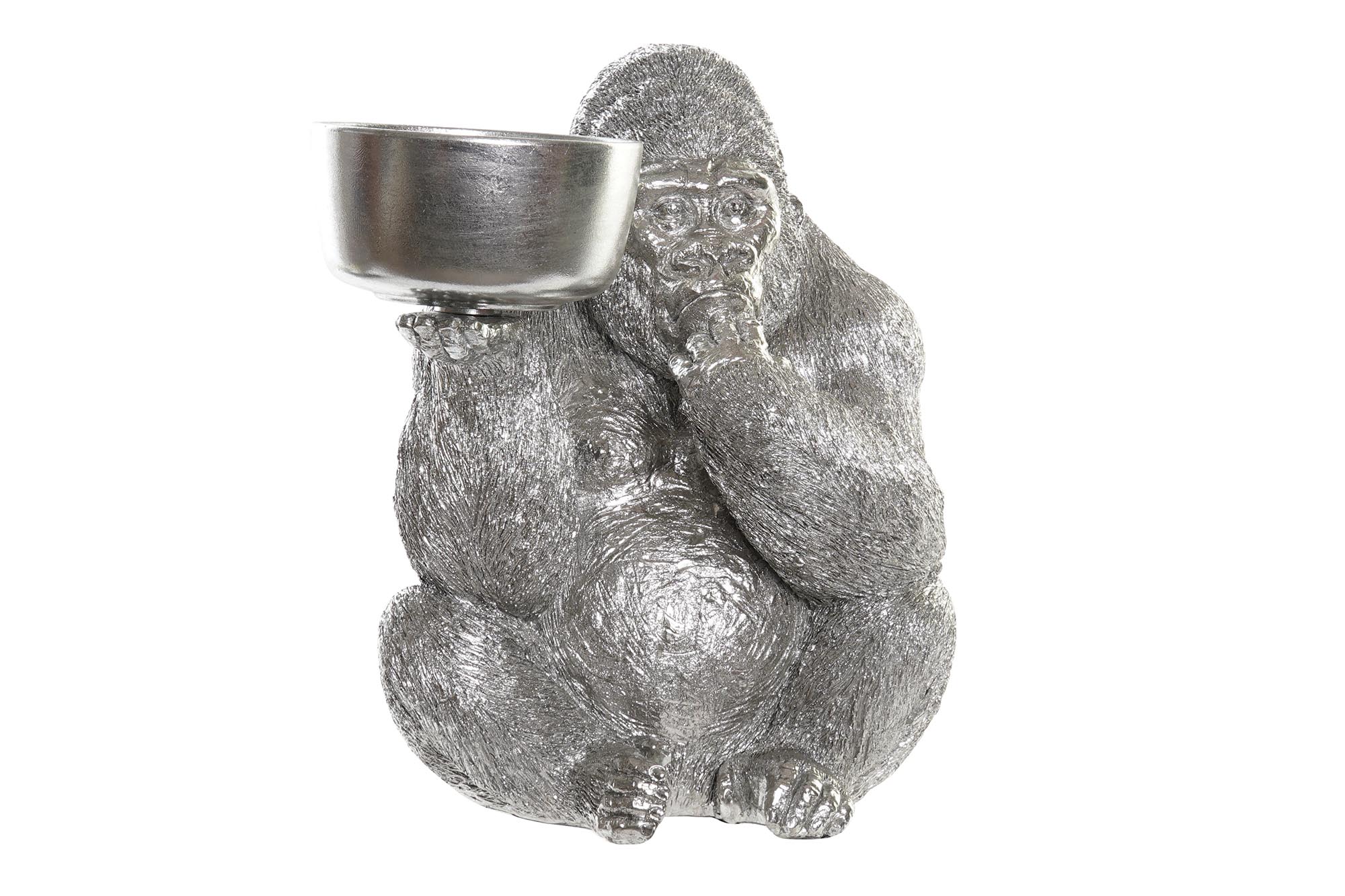 FIGURA RESINA 32X26,5X36 GORILA PLATEADO