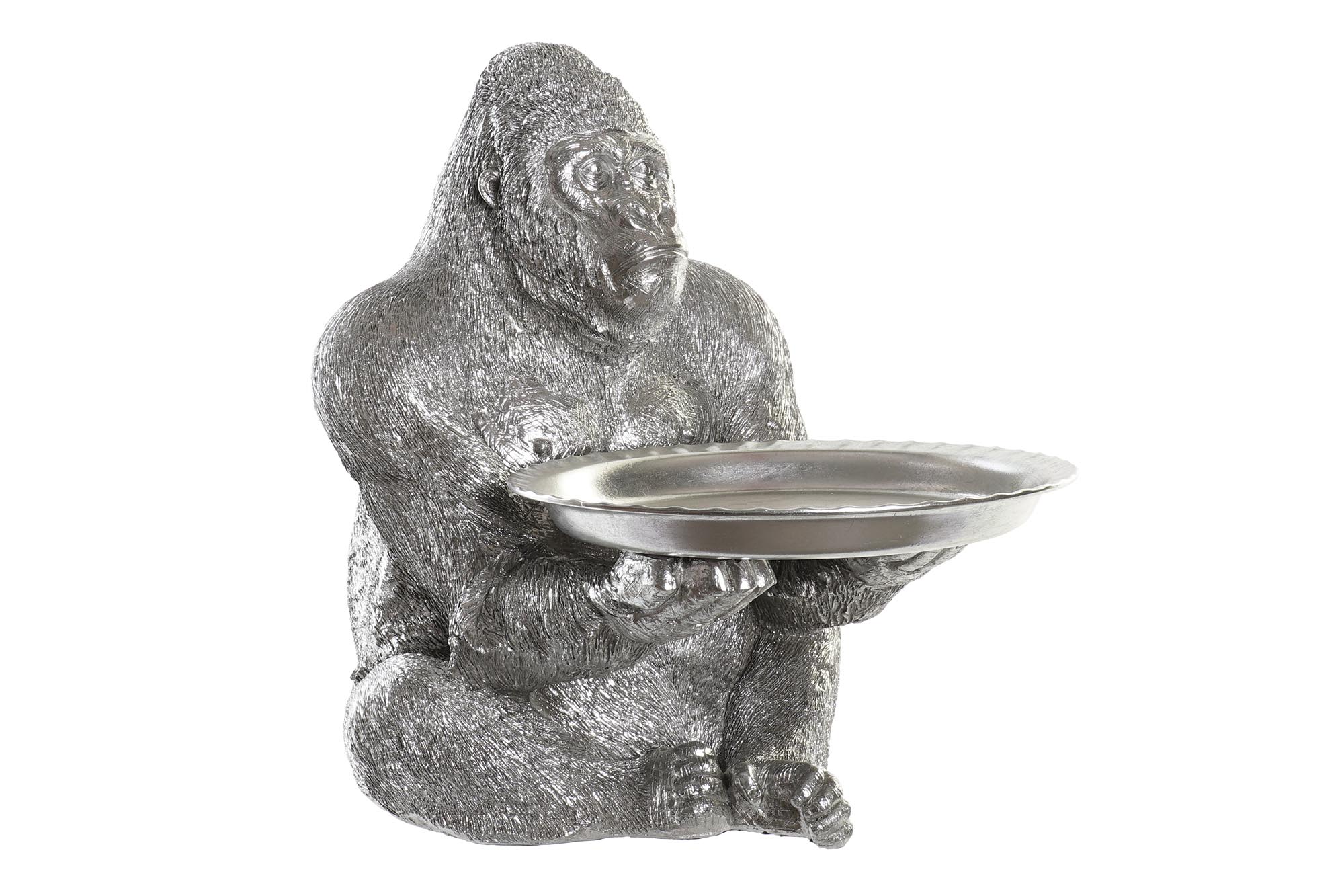 FIGURA RESINA 38X55X52 GORILA PLATEADO