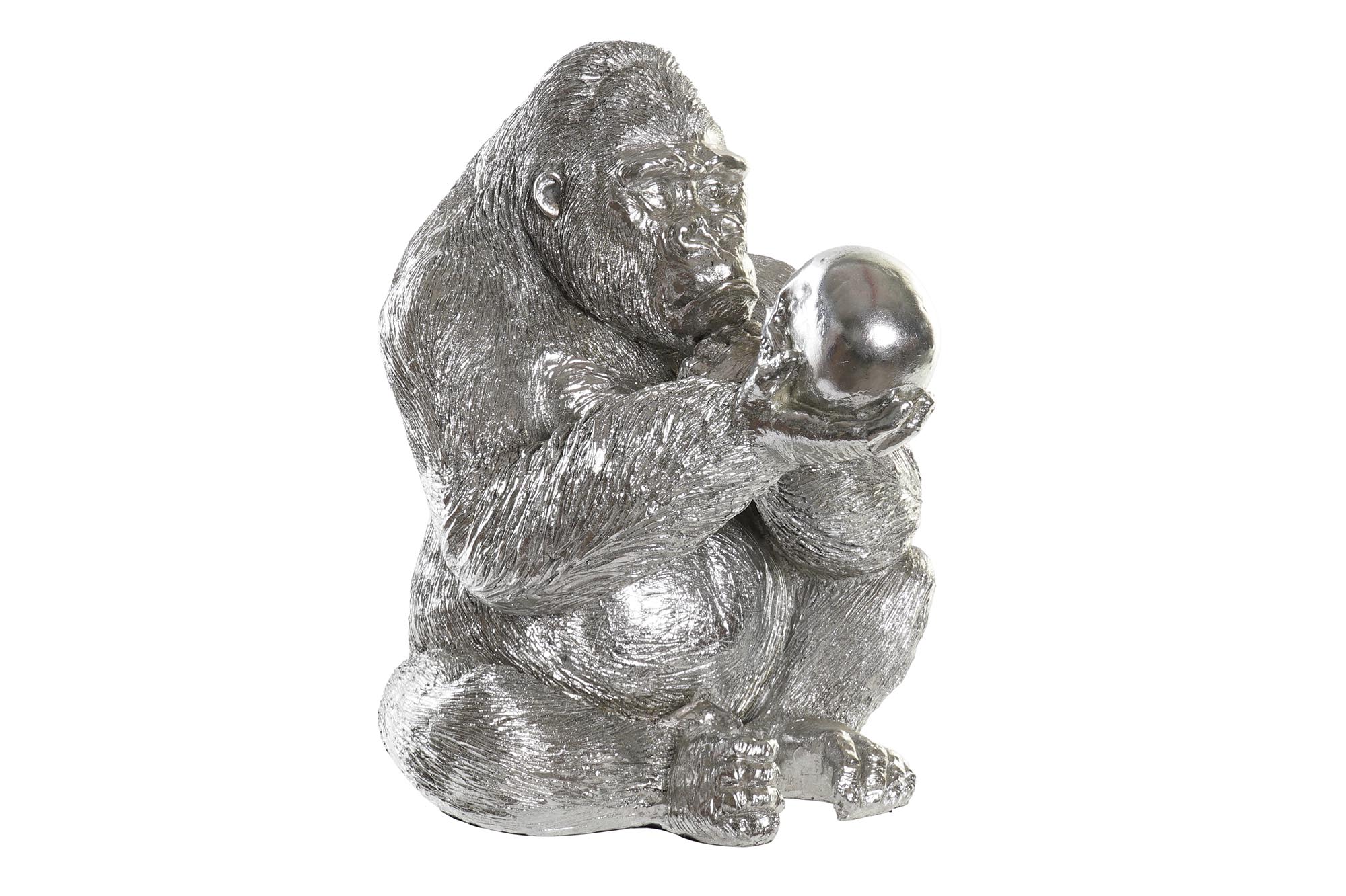 FIGURA RESINA 38,5X33X43,5 GORILA PLATEADO