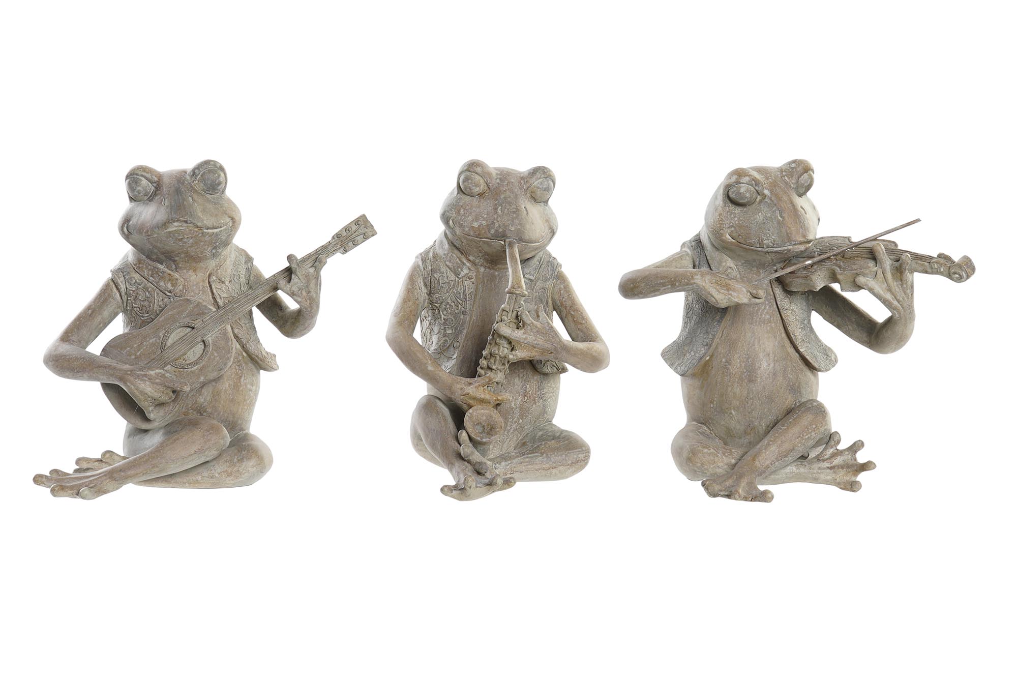 FIGURA RESINA 23X19,5X22,5 RANA MUSICO 3 SURT.