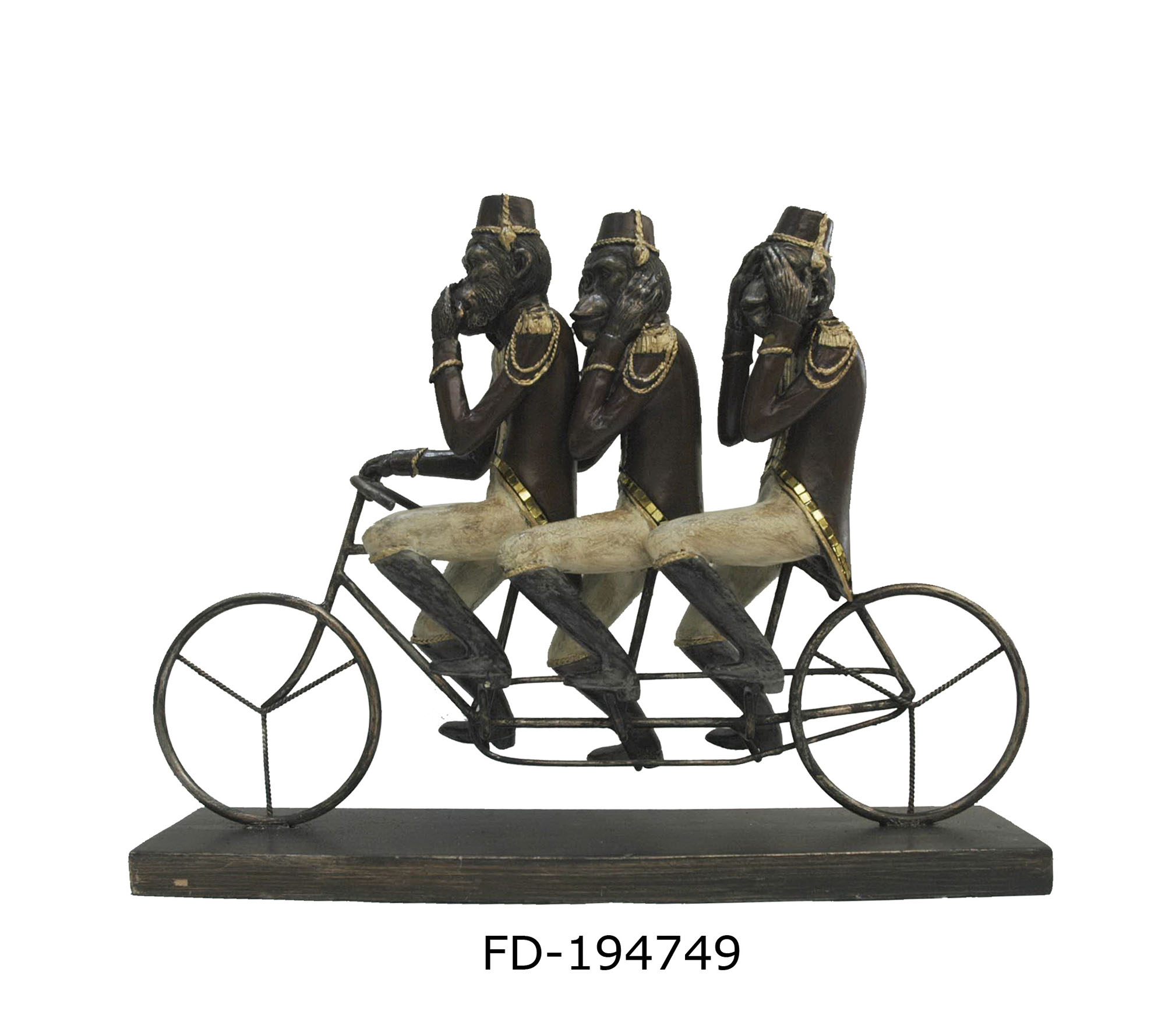 FIGURA RESINA METAL 40X9X31 MONOS BICI NEGRO