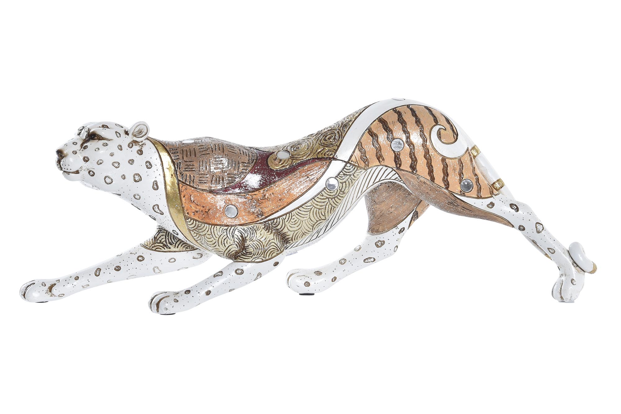 FIGURA RESINA 37X10X13 LEOPARDO BLANCO