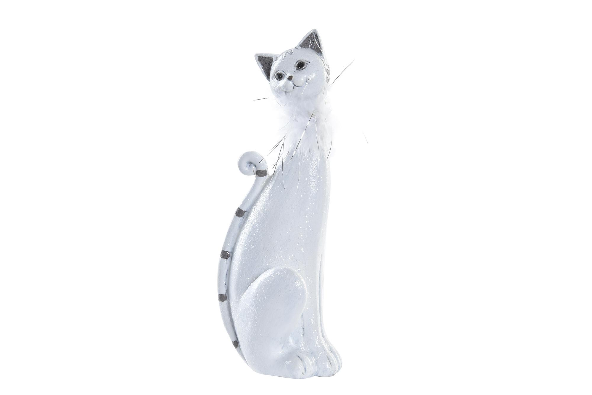 FIGURA RESINA 9X9X24 GATO BRILLANTE BLANCO