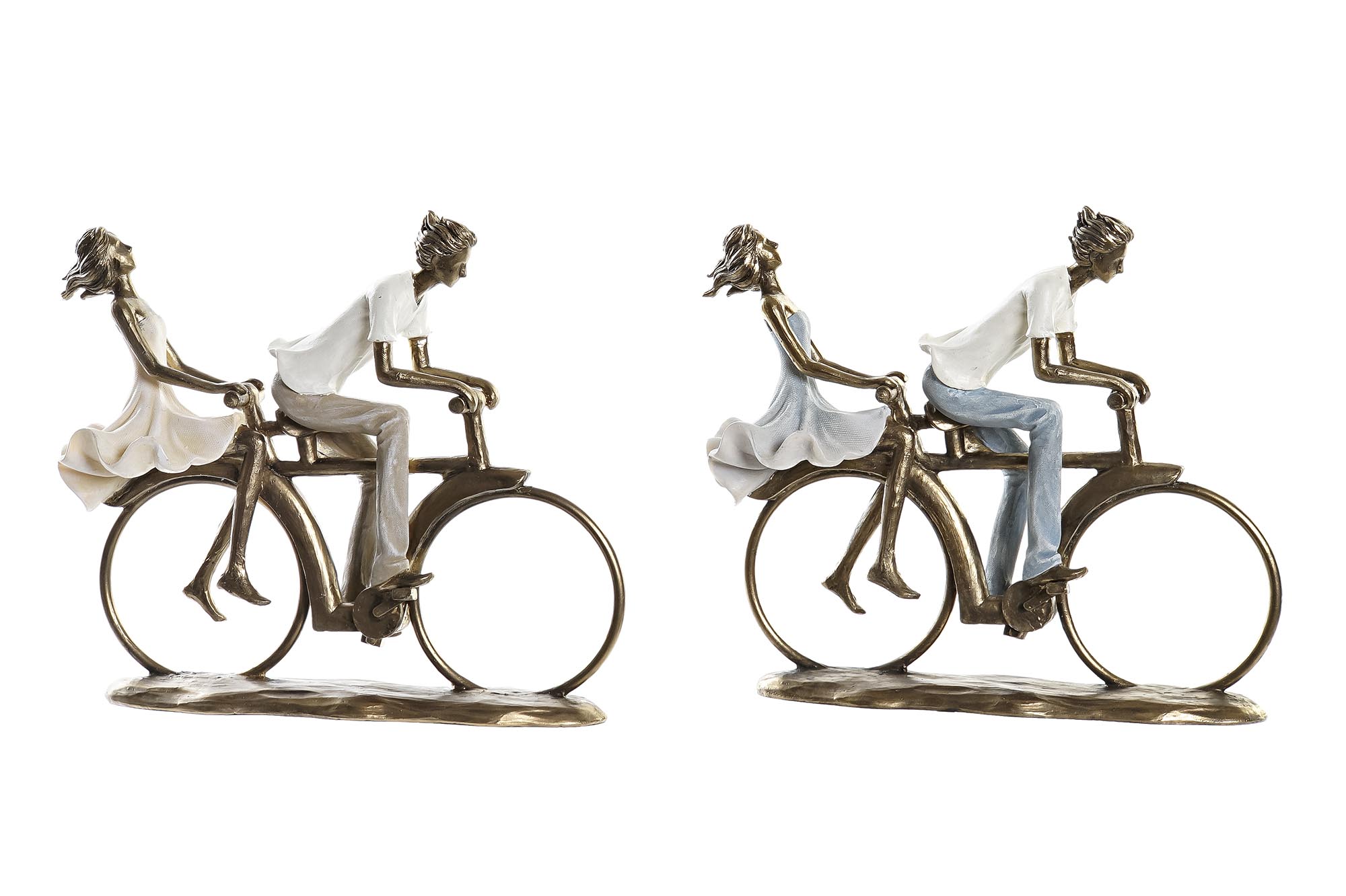 FIGURA RESINA 27X9,5X23 PAREJA BICICLETA 2 SURT.