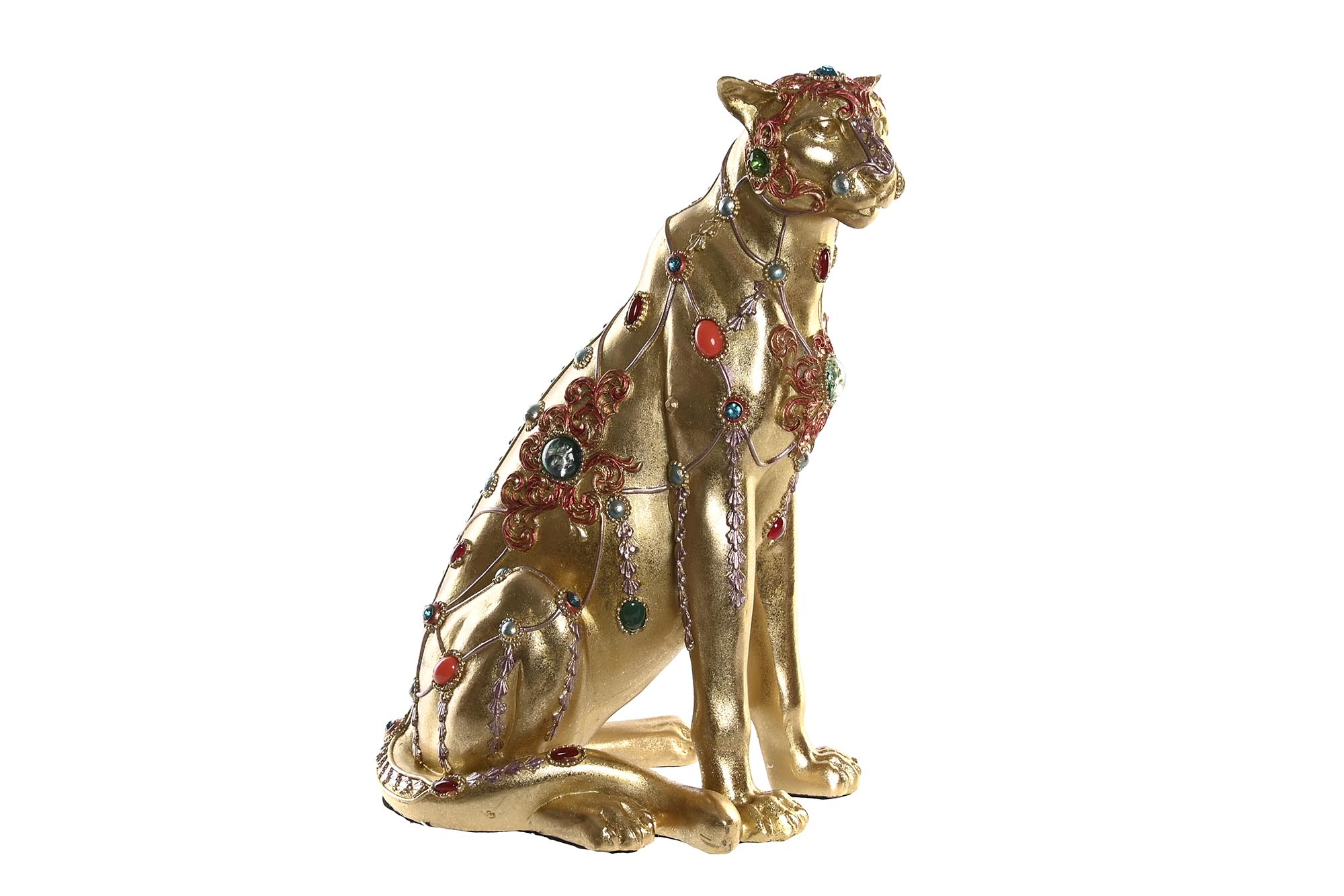 FIGURA RESINA 25,5X17X33 LEOPARDO DORADO