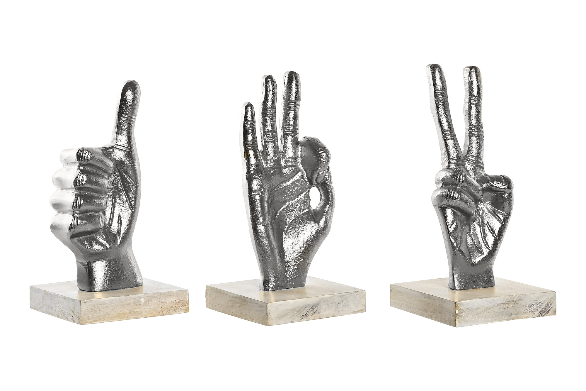 FIGURA ALUMINIO MADERA 10X10X20 MANOS 3 SURT.