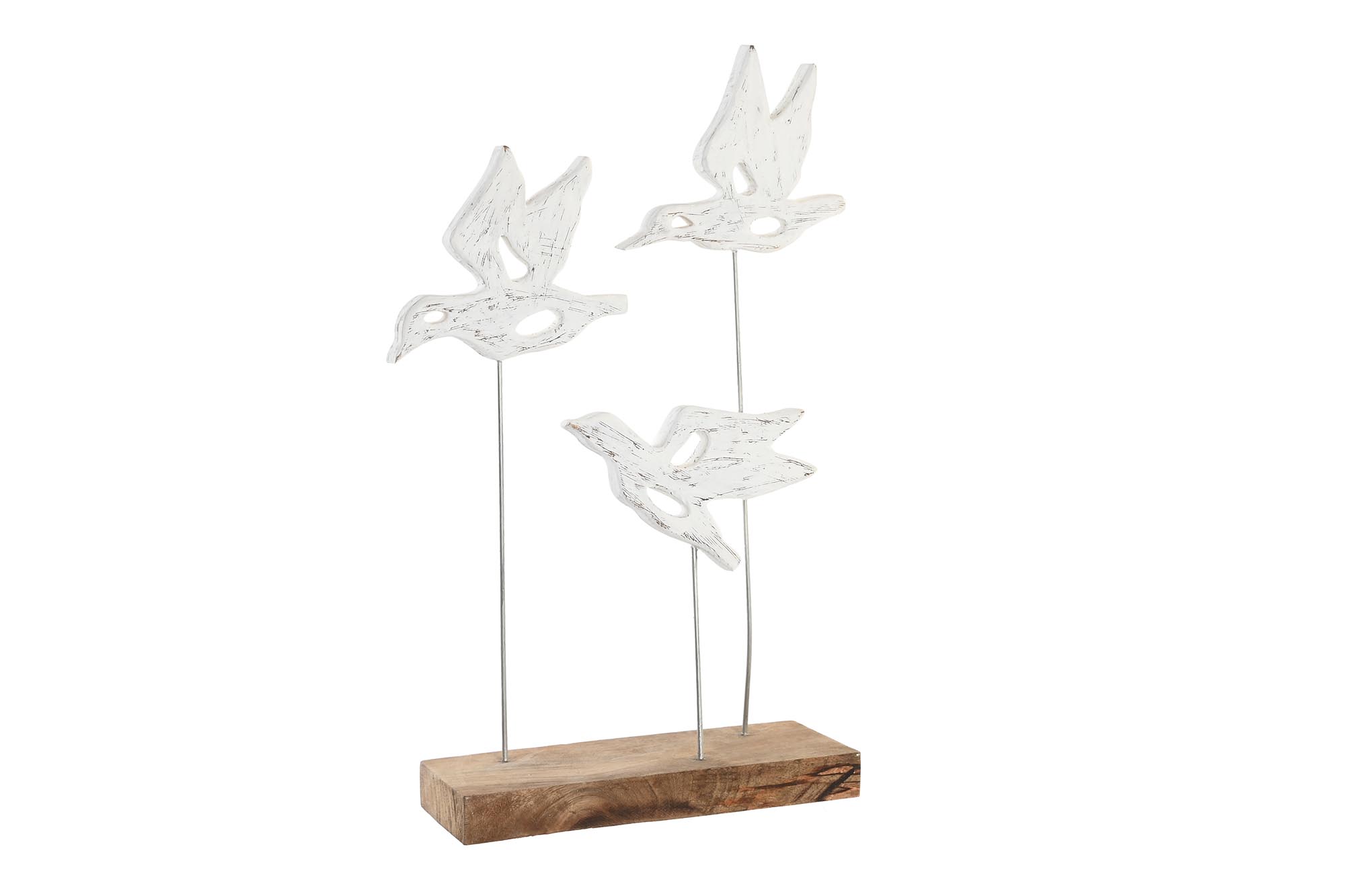 FIGURA MANGO HIERRO 32X10X51 PAJAROS BLANCO