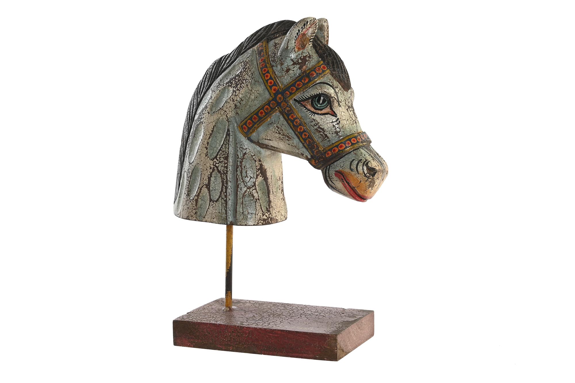 FIGURA MANGO HIERRO 24X12X35 CABALLO ENVEJECIDO