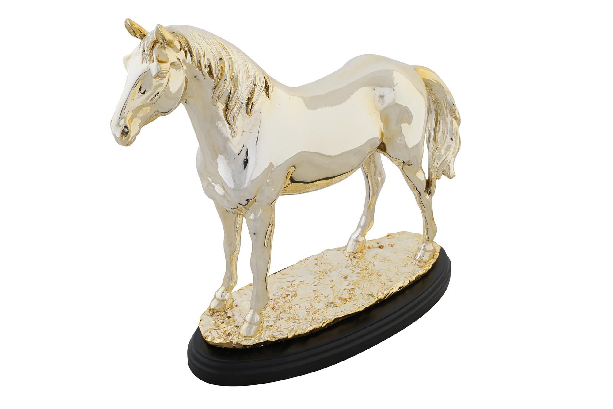 FIGURA RESINA 30X11,5X26 CABALLO METALIZADO DORADO