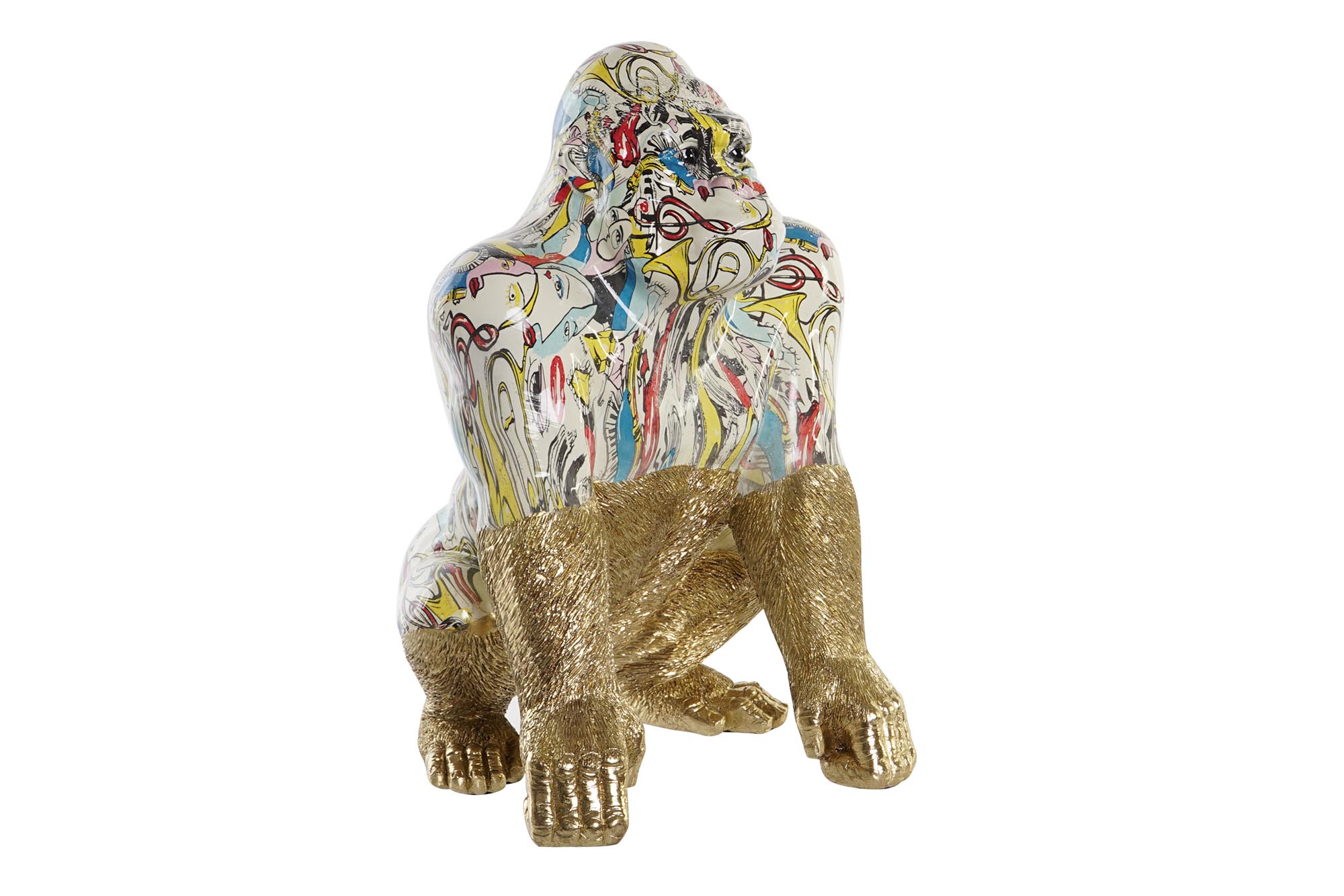 FIGURA RESINA 28,5X26,5X41 GORILA DORADO