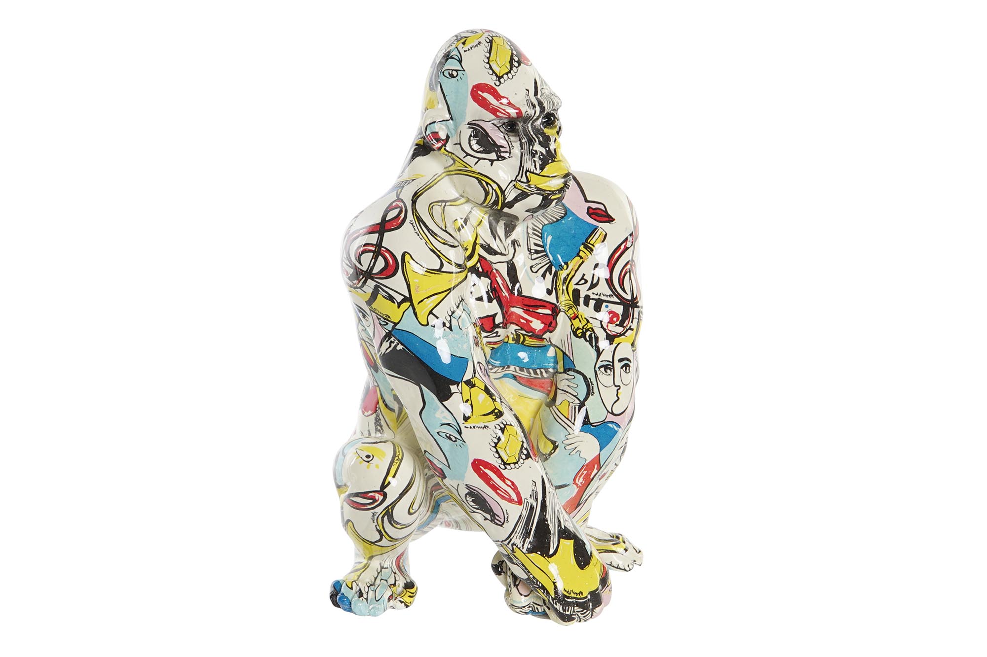 FIGURA RESINA 14X13X22 GORILA DORADO