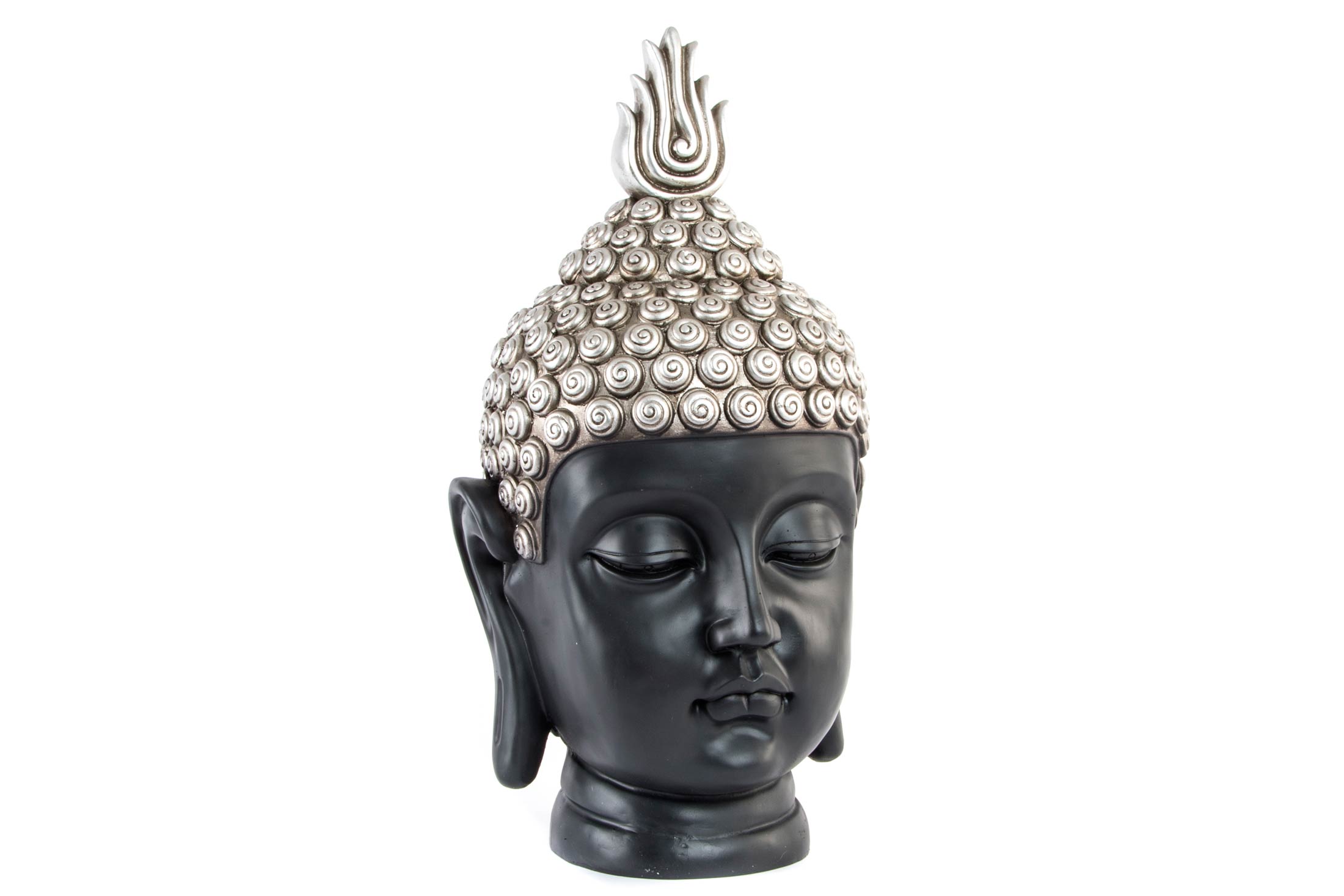 FIGURA RESINA 27X24X49 CABEZA BUDA PLATEADO