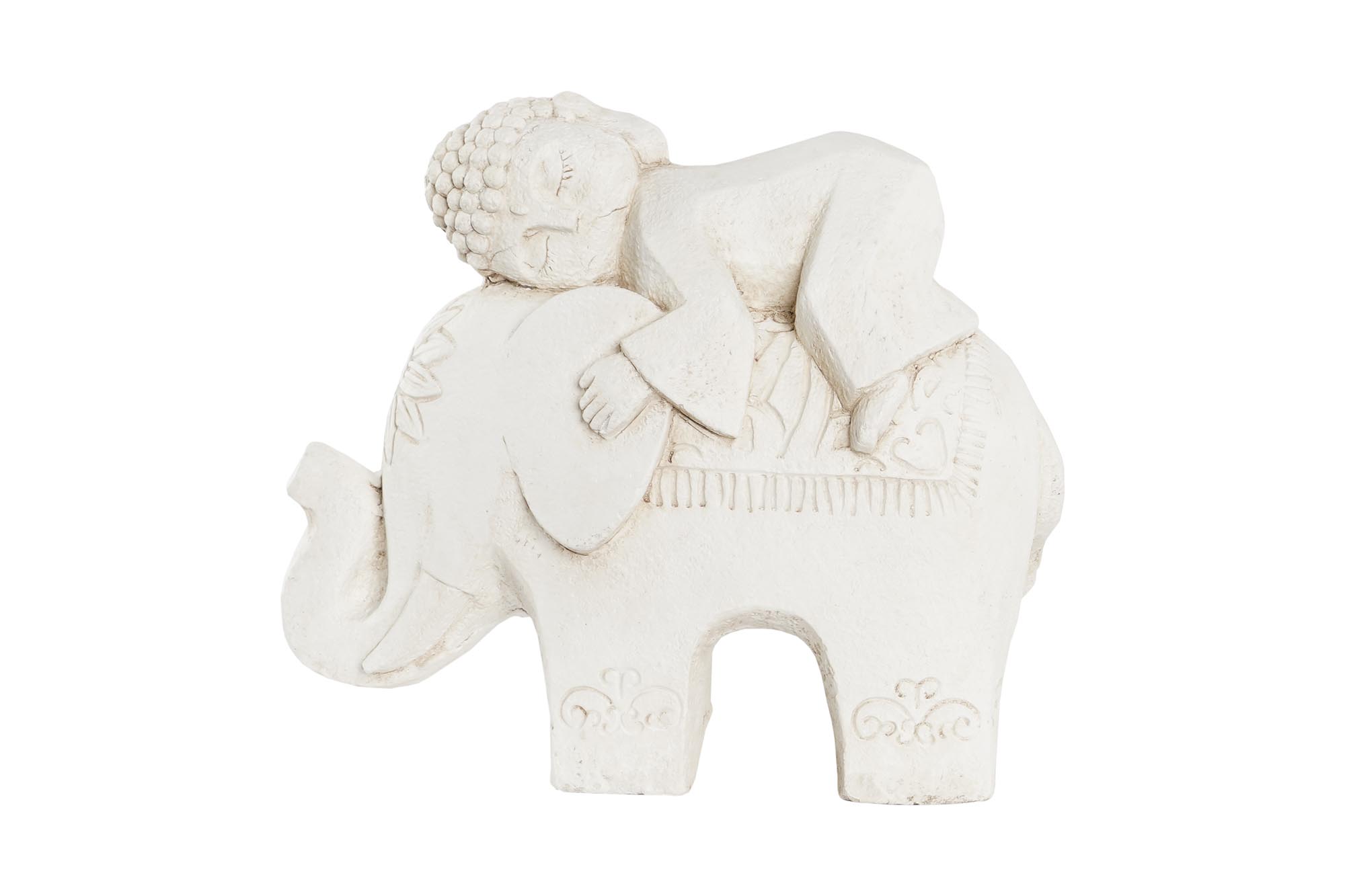 FIGURA MAGNESIA 44X22X40 BUDA ELEFANTE ENVEJECIDO
