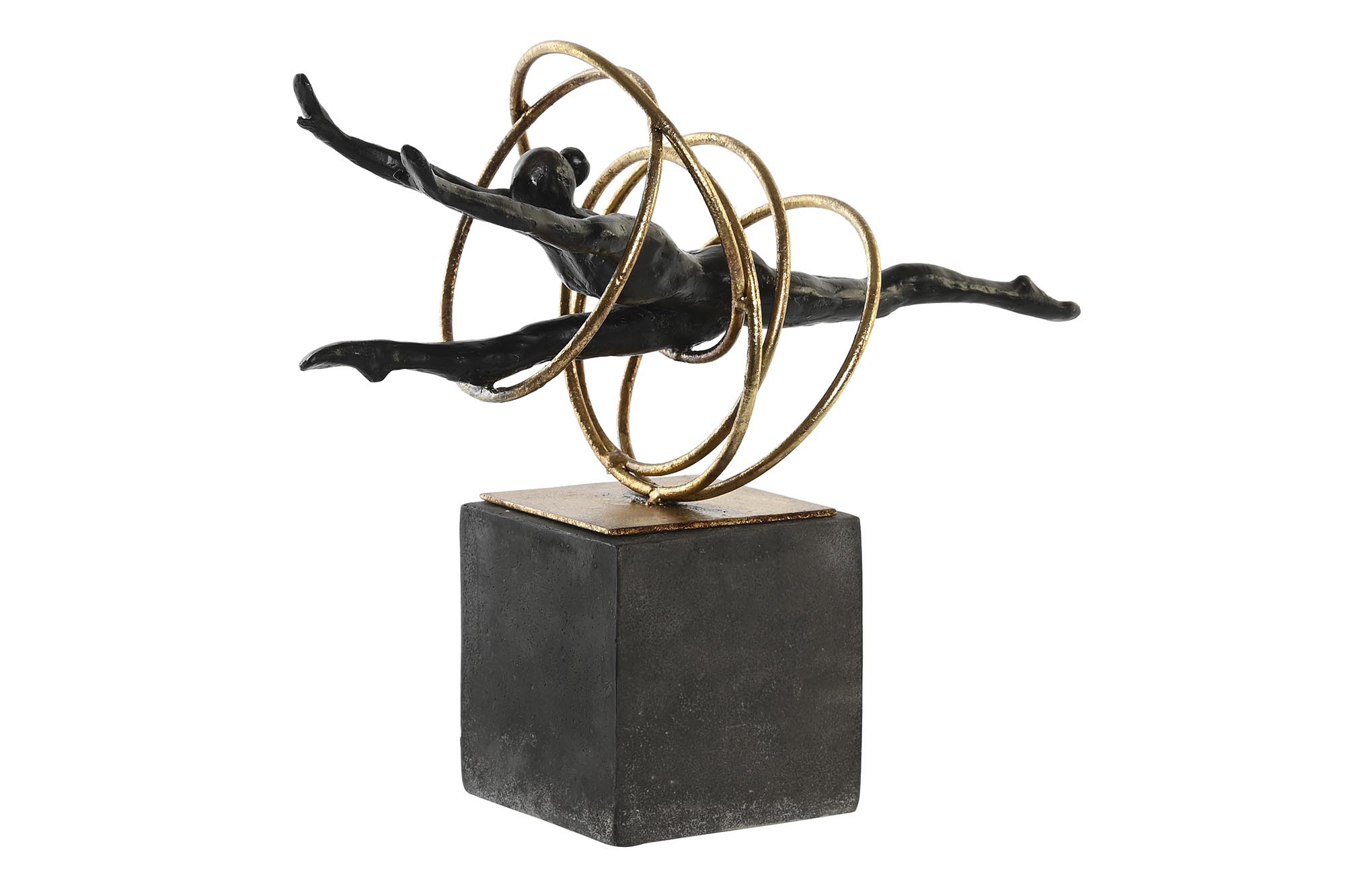 FIGURA RESINA METAL 36X14X29,5 GIMNASTA NEGRO