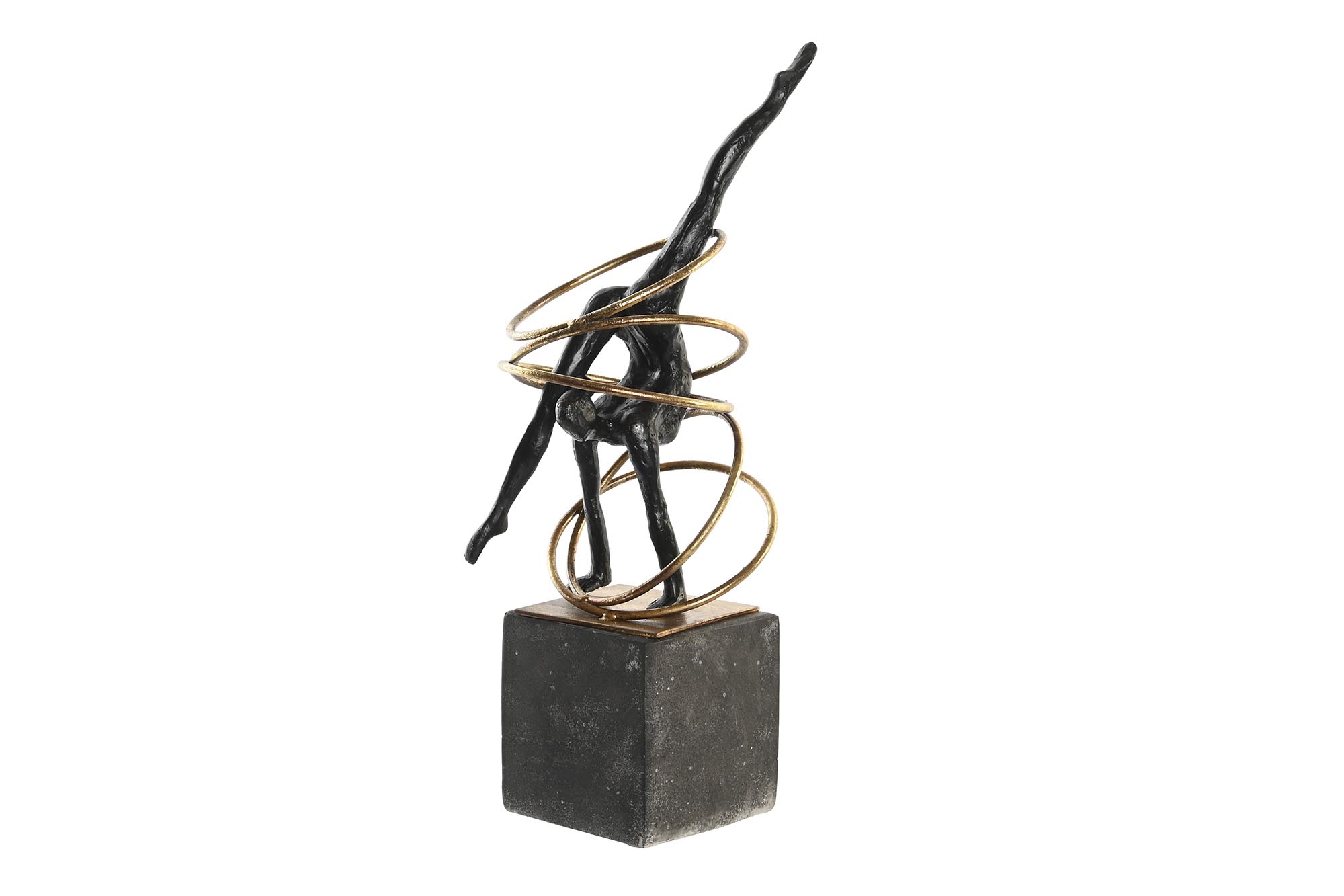 FIGURA RESINA METAL 17X14X42,5 GIMNASTA NEGRO