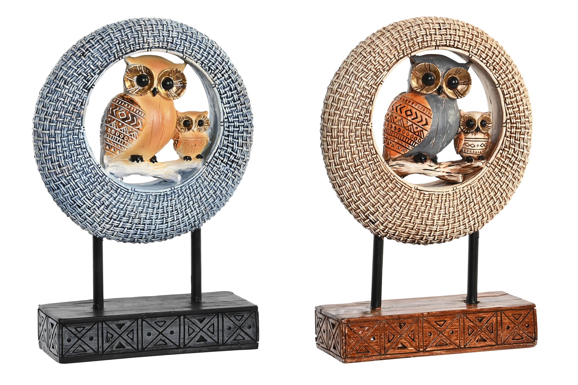 FIGURA RESINA METAL 16,5X6X25,5 BUHOS 2 SURT.