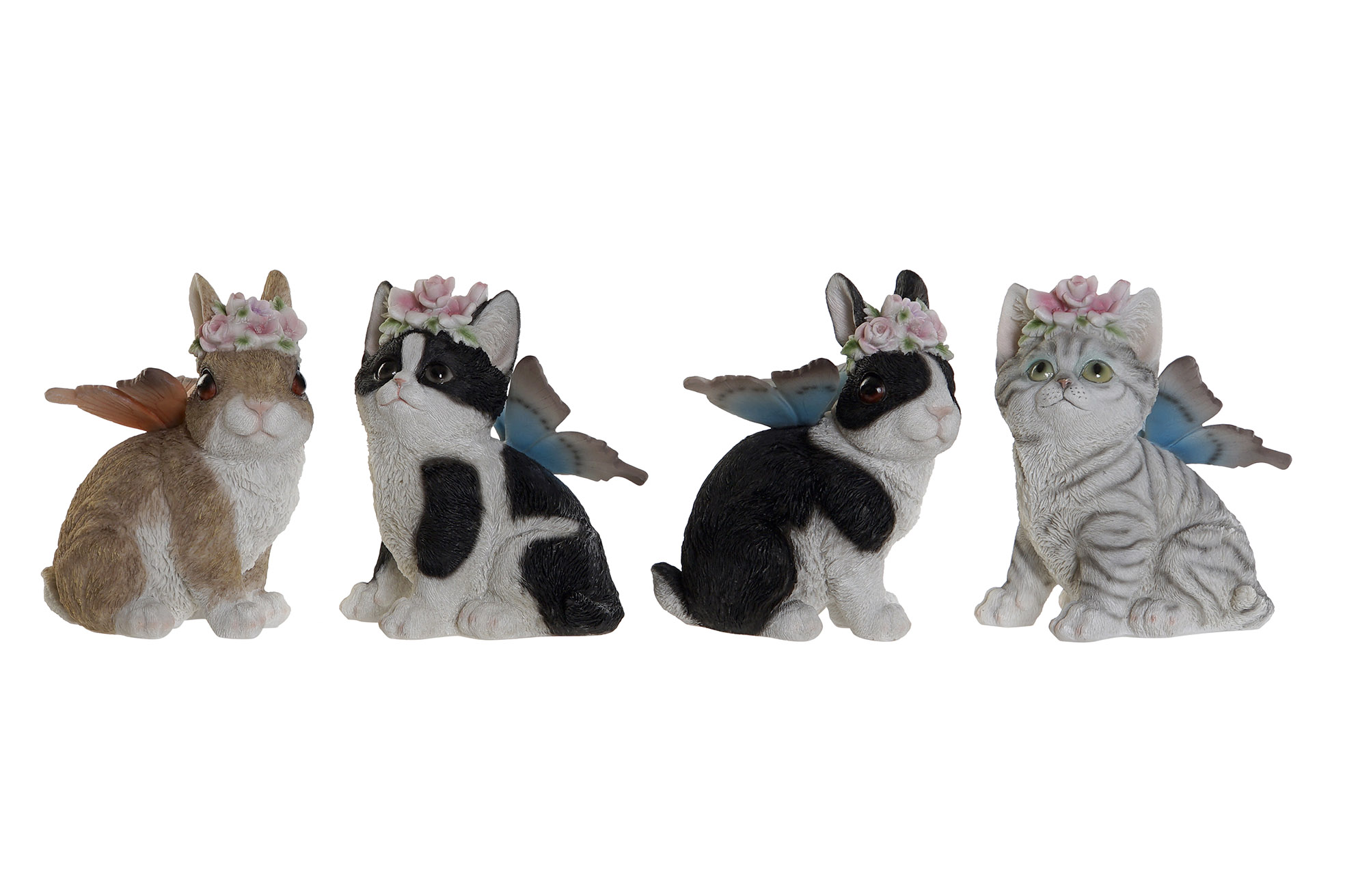 FIGURA RESINA 11X13X15 CONEJO GATO 4 SURT.