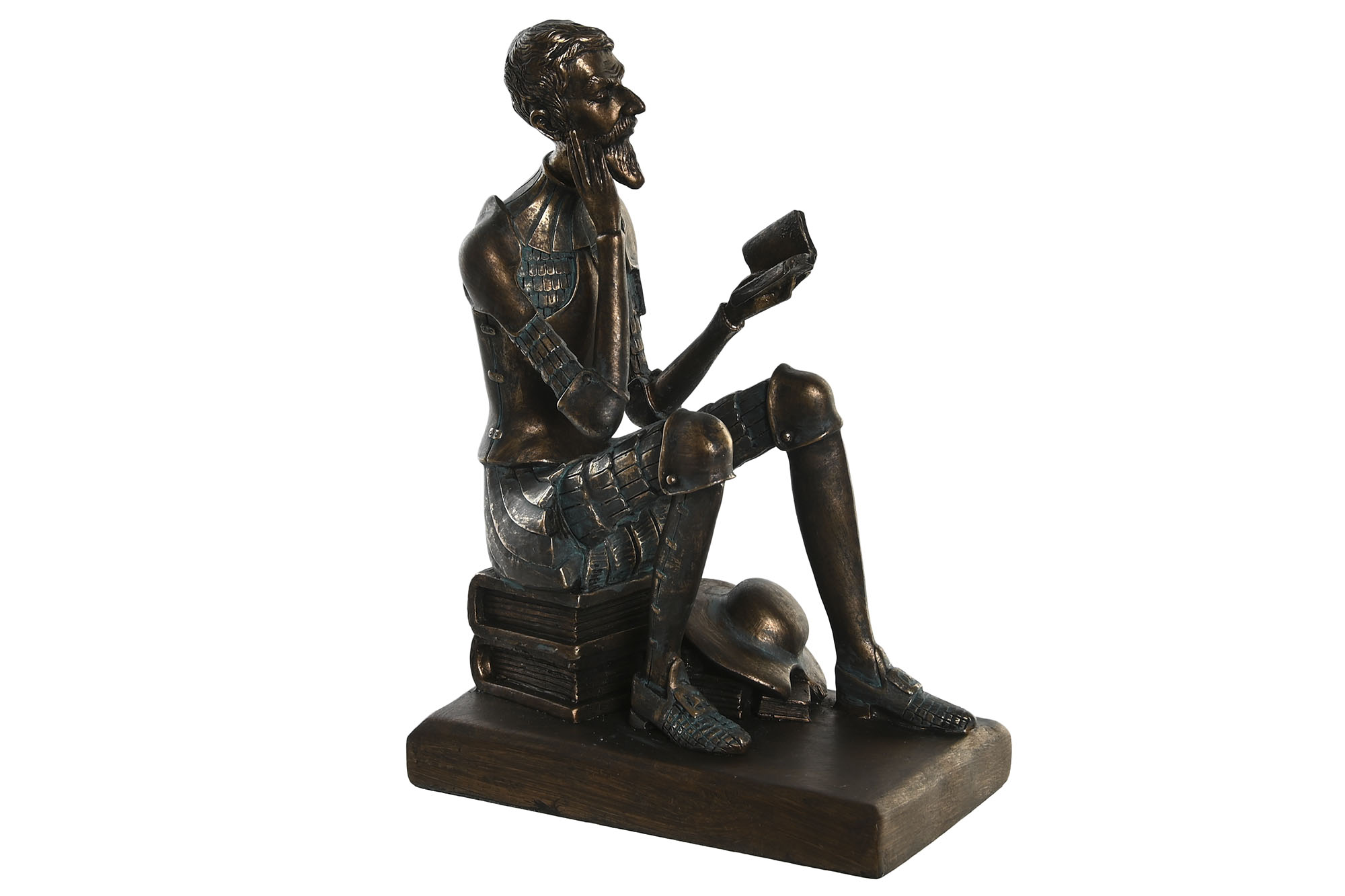 FIGURA RESINA 17X10X24 QUIJOTE LIBRO COBRIZO