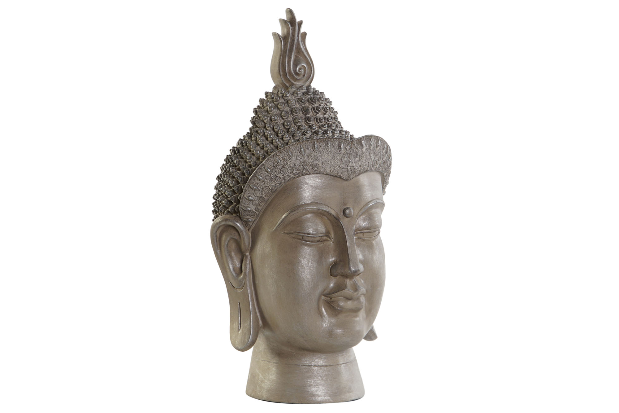 FIGURA RESINA 30X29X58 BUDA CABEZA GRIS