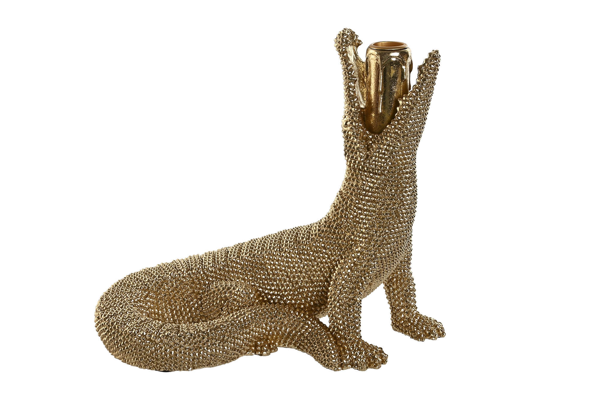 FIGURA RESINA 26,5X18X23,5 COCODRILO DORADO
