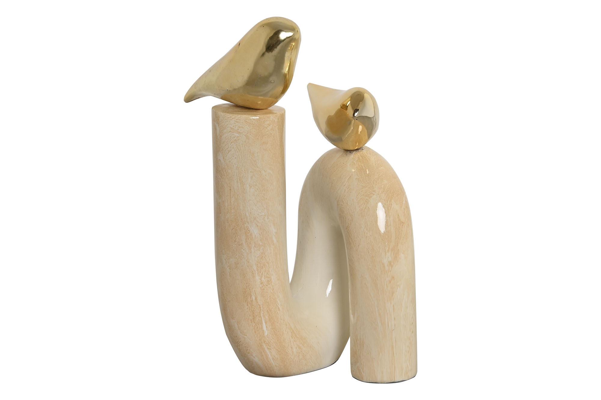 FIGURA PORCELANA 19X11,5X27 PAJAROS DORADO