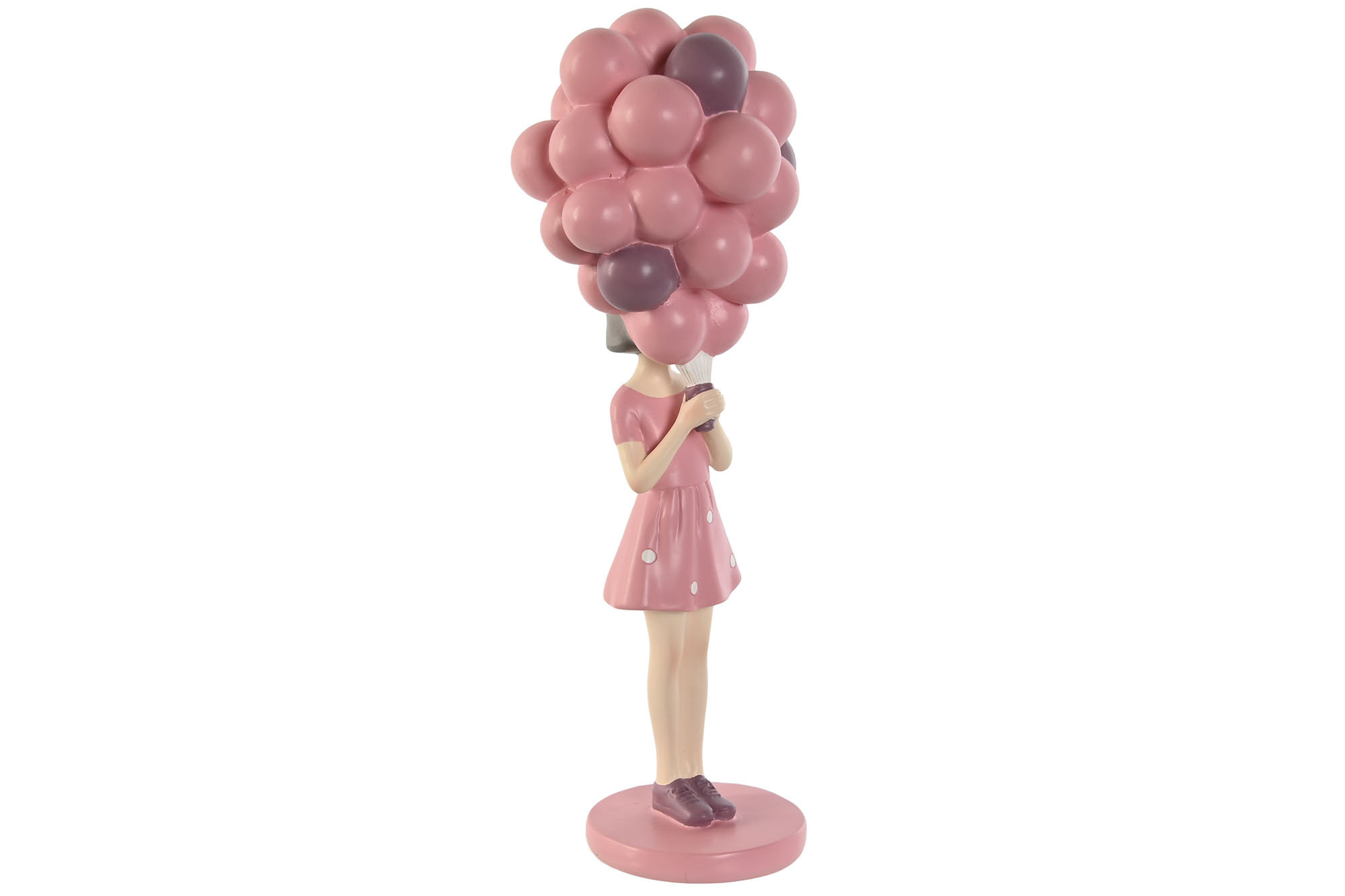 FIGURA RESINA 11X11,7X32 CHICA GLOBOS ROSA
