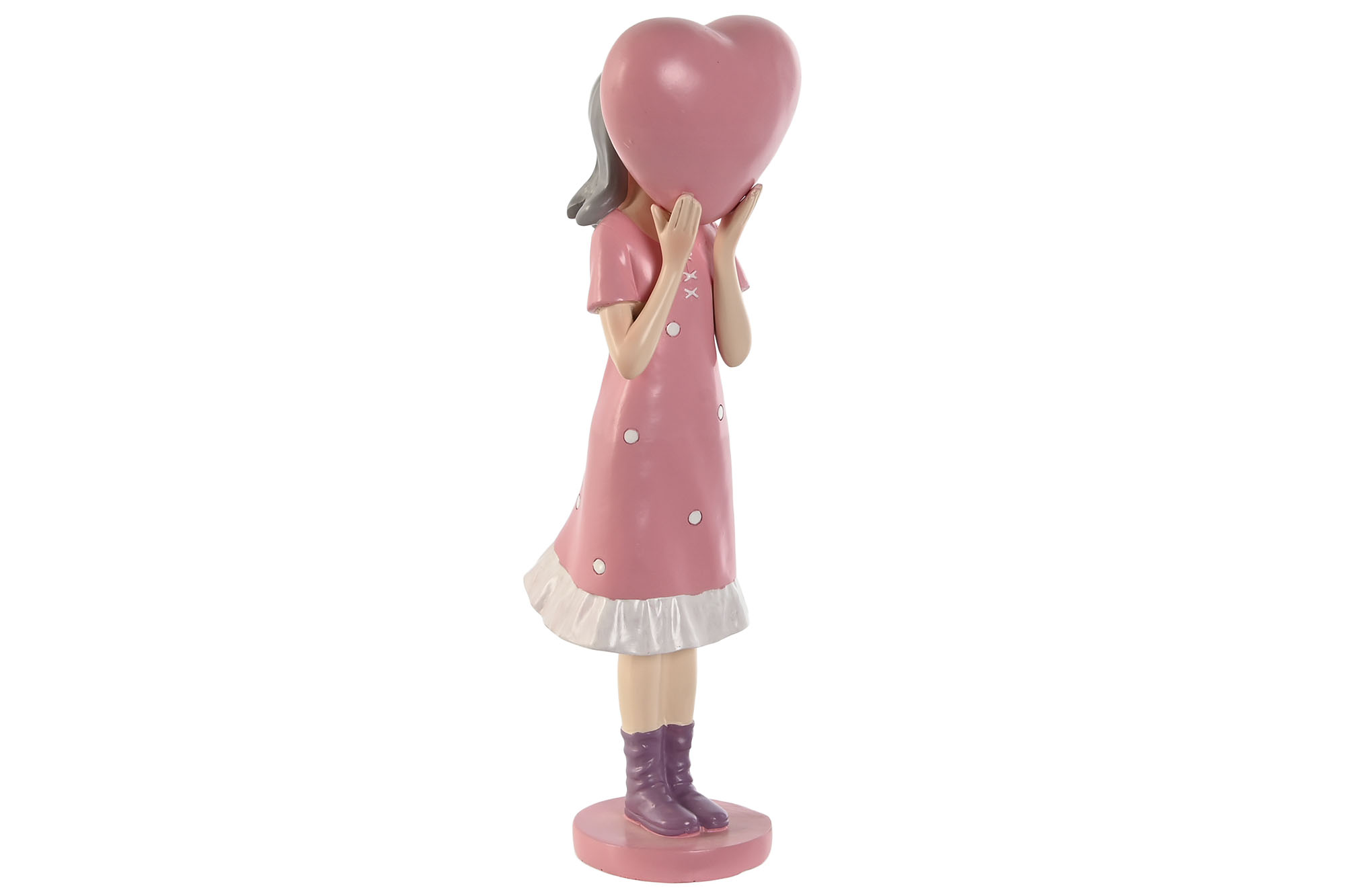 FIGURA RESINA 10X8,5X31 CHICA CORAZON ROSA