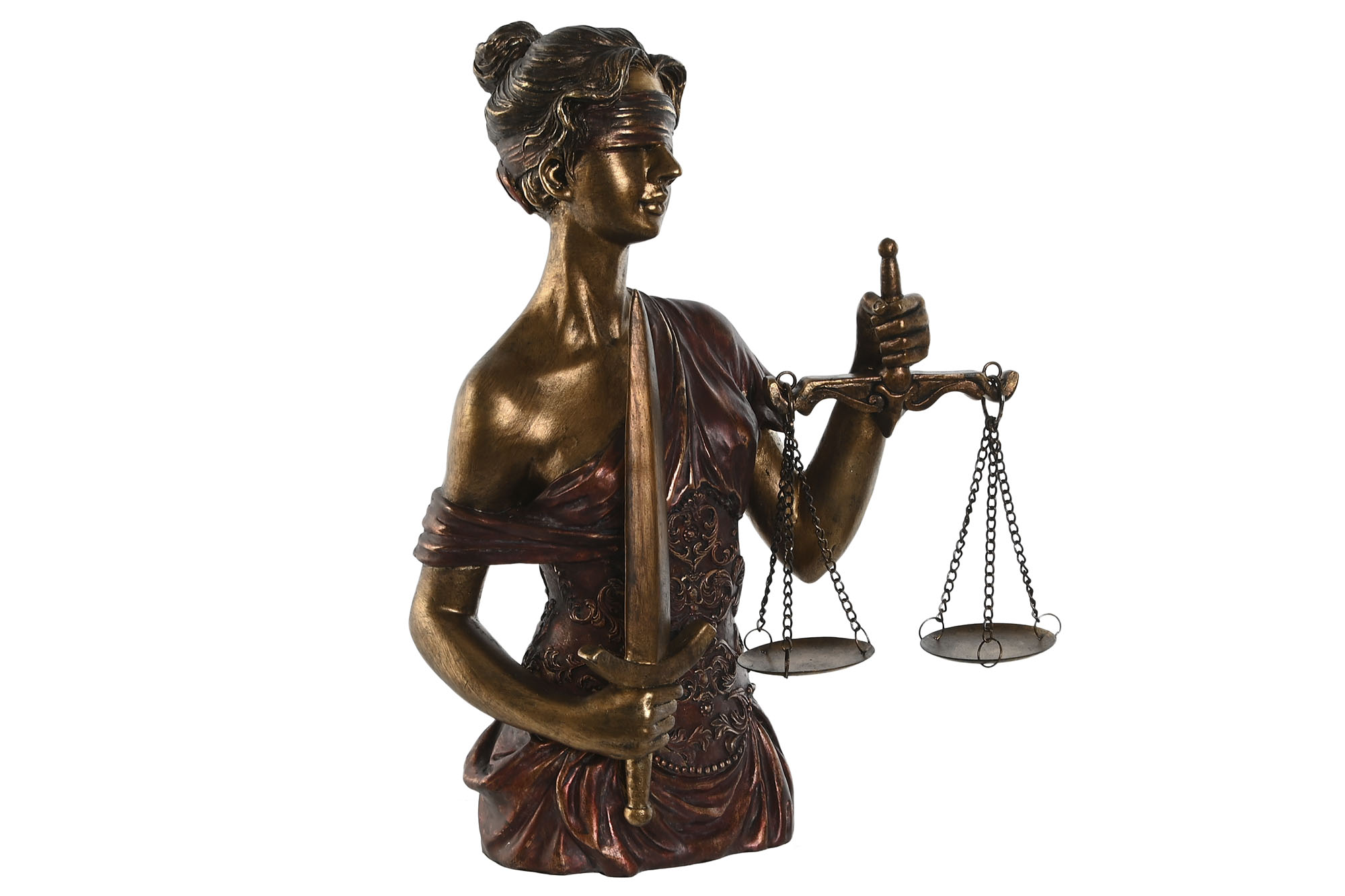 FIGURA RESINA 24,5X14X33,5 JUSTICIA COBRE