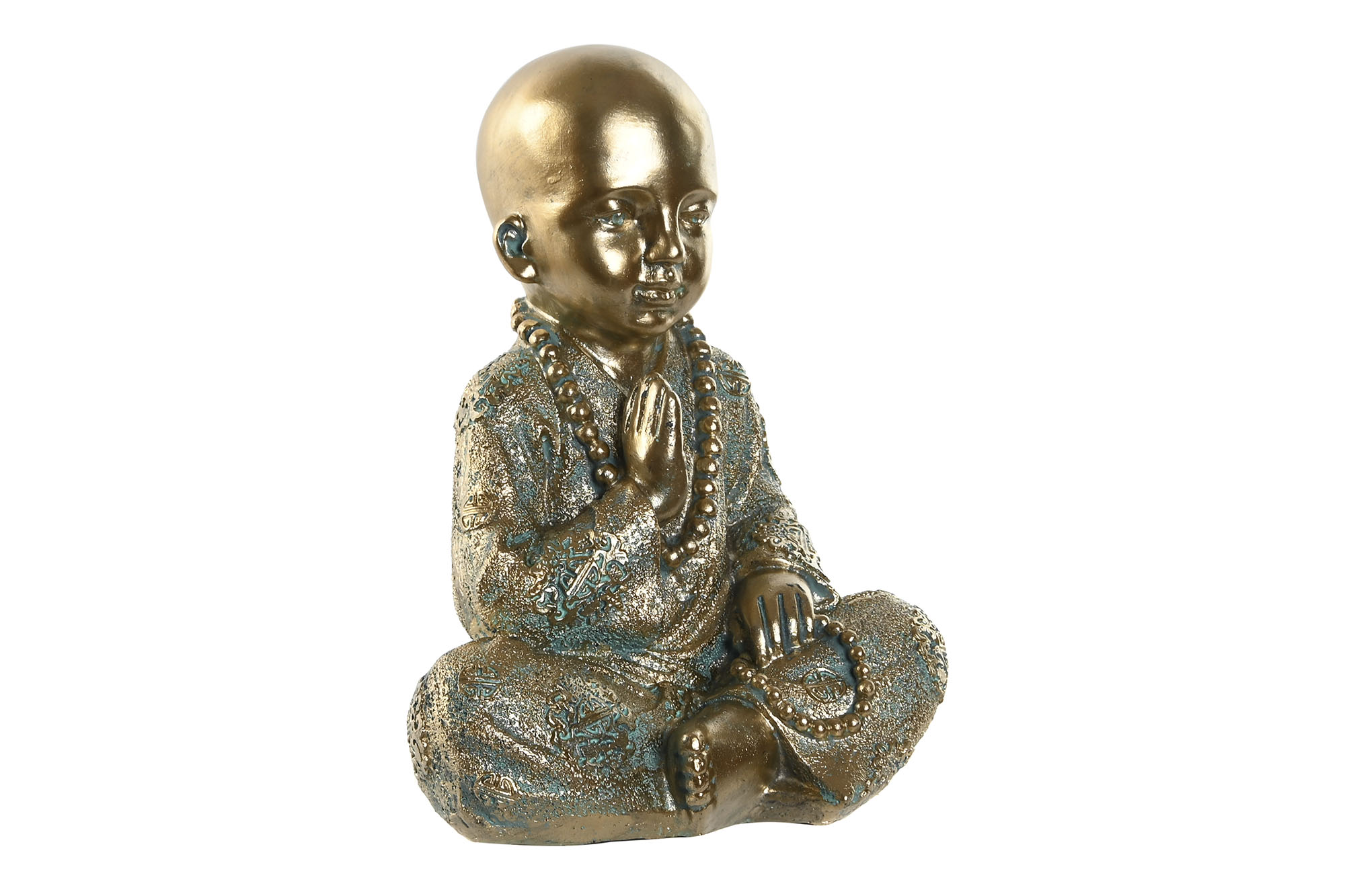 FIGURA RESINA 17X13,6X21,8 MONJE ENVEJECIDO DORADO