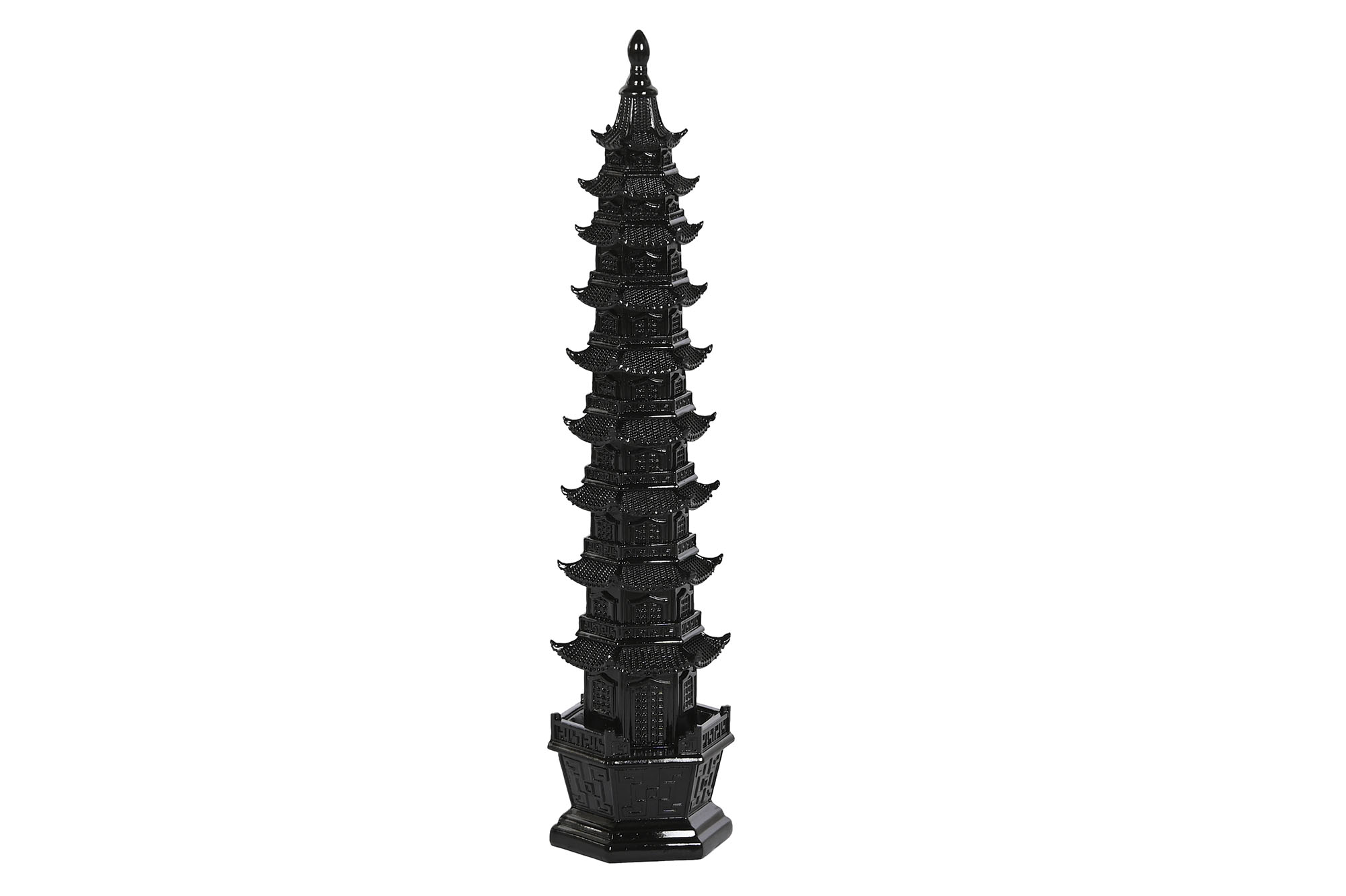 DECORACION RESINA 9X9X41 PAGODA NEGRO
