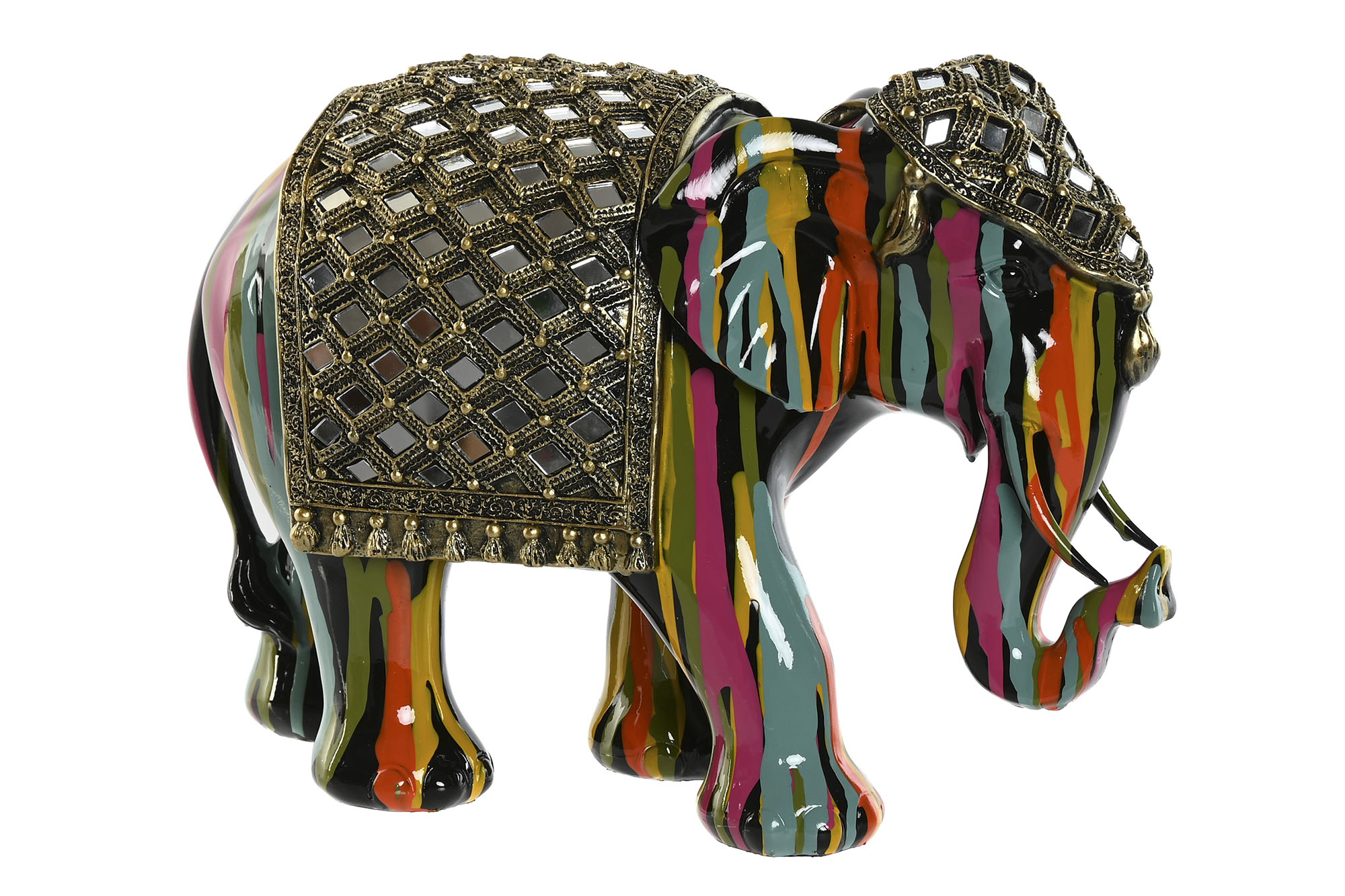 FIGURA RESINA 31X14X22 ELEFANTE MULTICOLOR