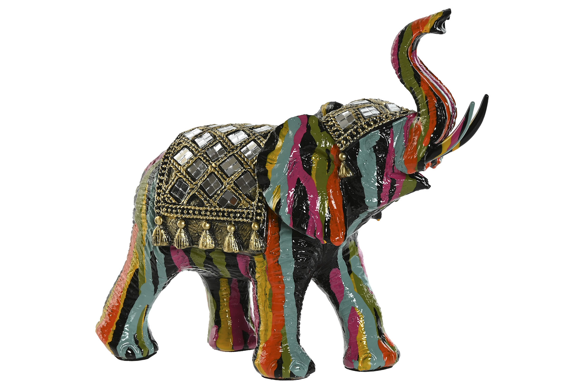 FIGURA RESINA 21,5X8,5X19,5 ELEFANTE MULTICOLOR