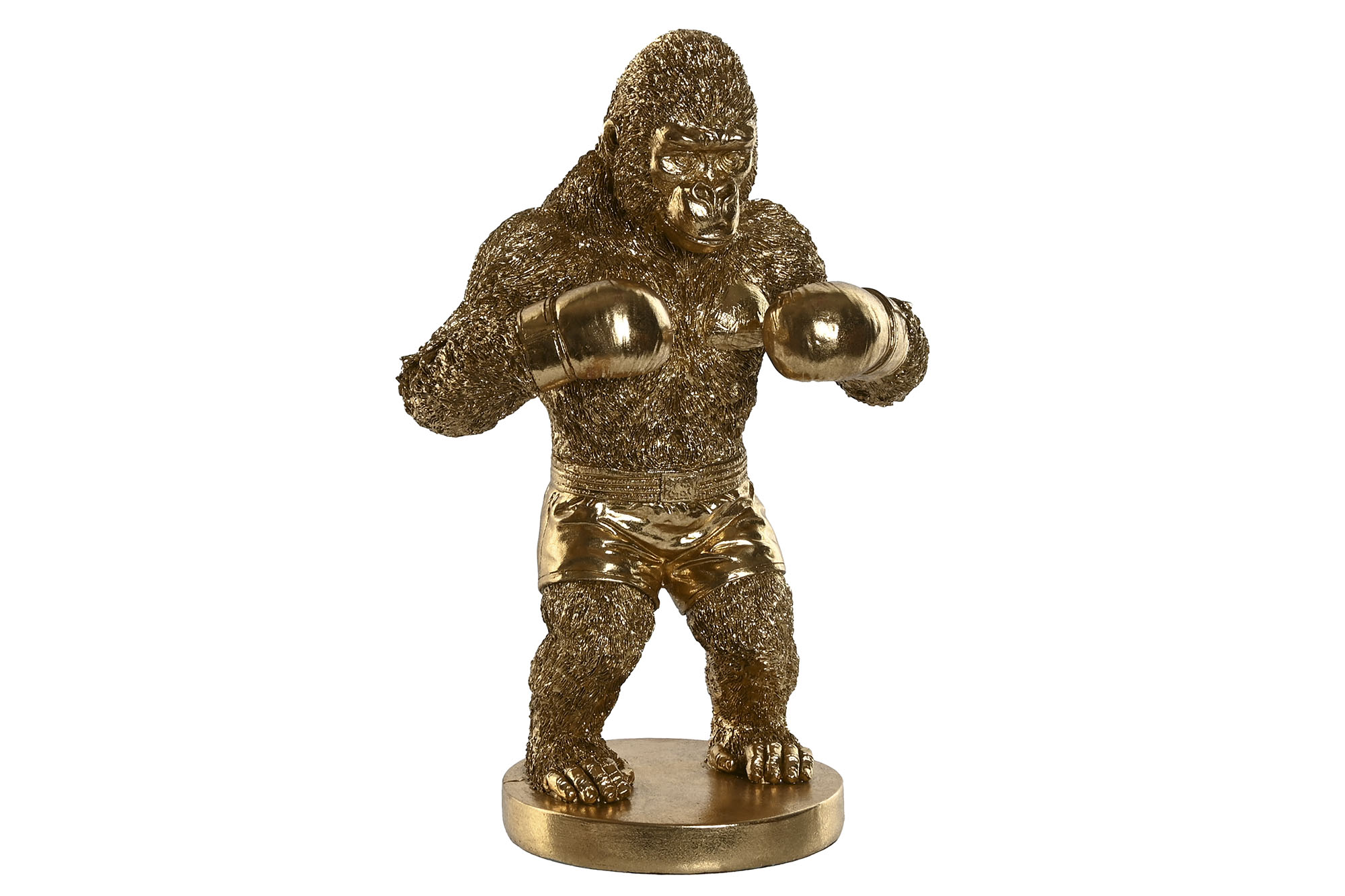 FIGURA RESINA 24X16X33,5 GORILA BOXEADOR DORADO