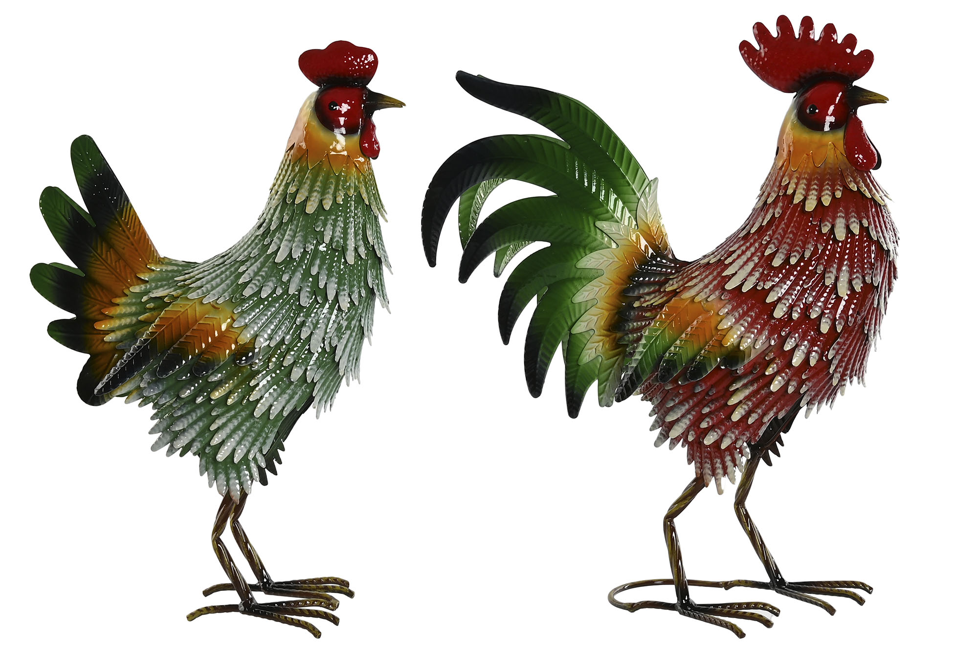 FIGURA METAL 36X14,5X46 GALLO GALLINA 2 SURT.